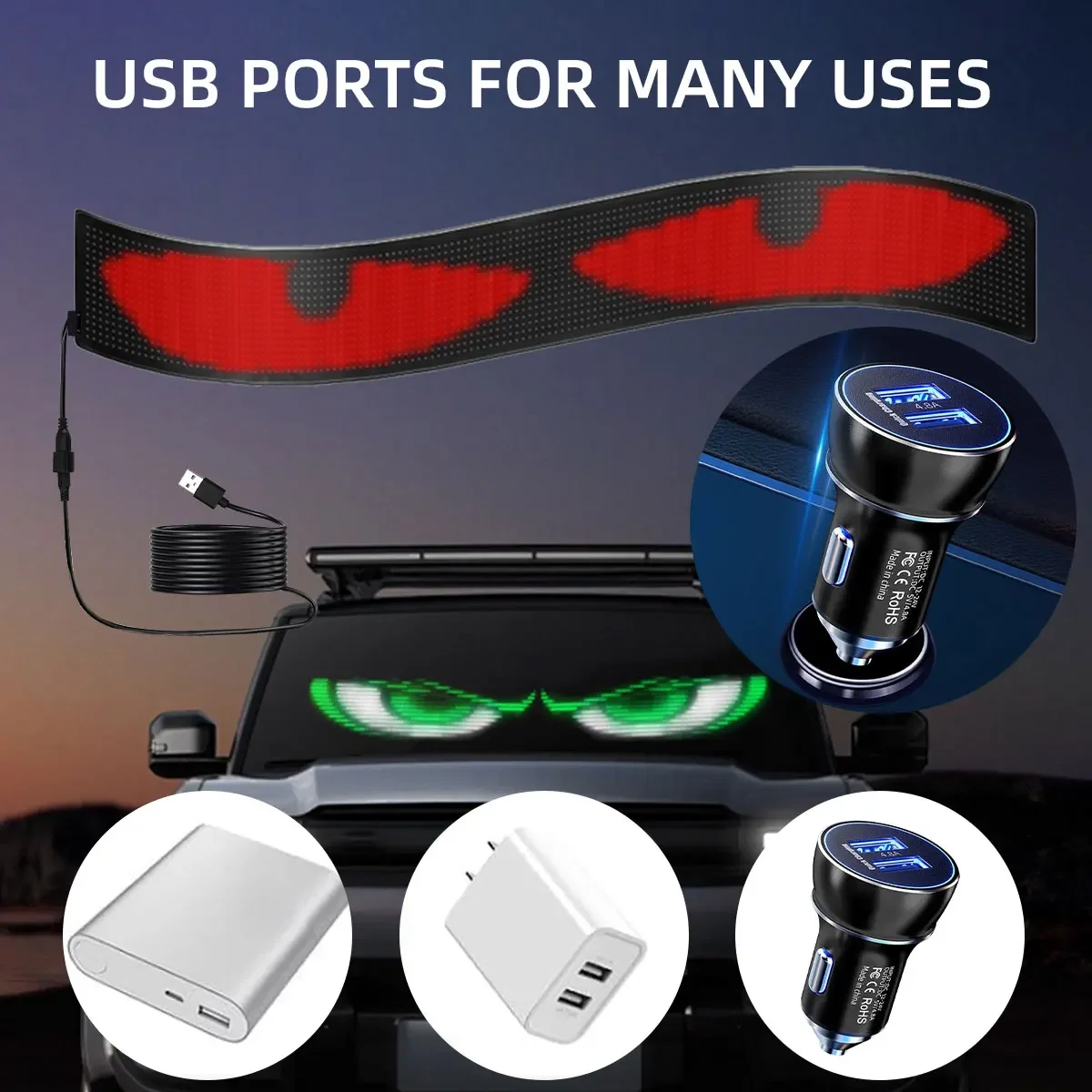 RGB LED Car Matrix Pixel Panel 104x990mm Truck Eyes Sign Animation DIY Programmable App Control Flexible Scrolling Display Light
RGB LED Car Matrix Pixel Panel 104x990mm Truck Eyes Sign Animation DIY Programmable App Control Flexible Scrolling Display Light
