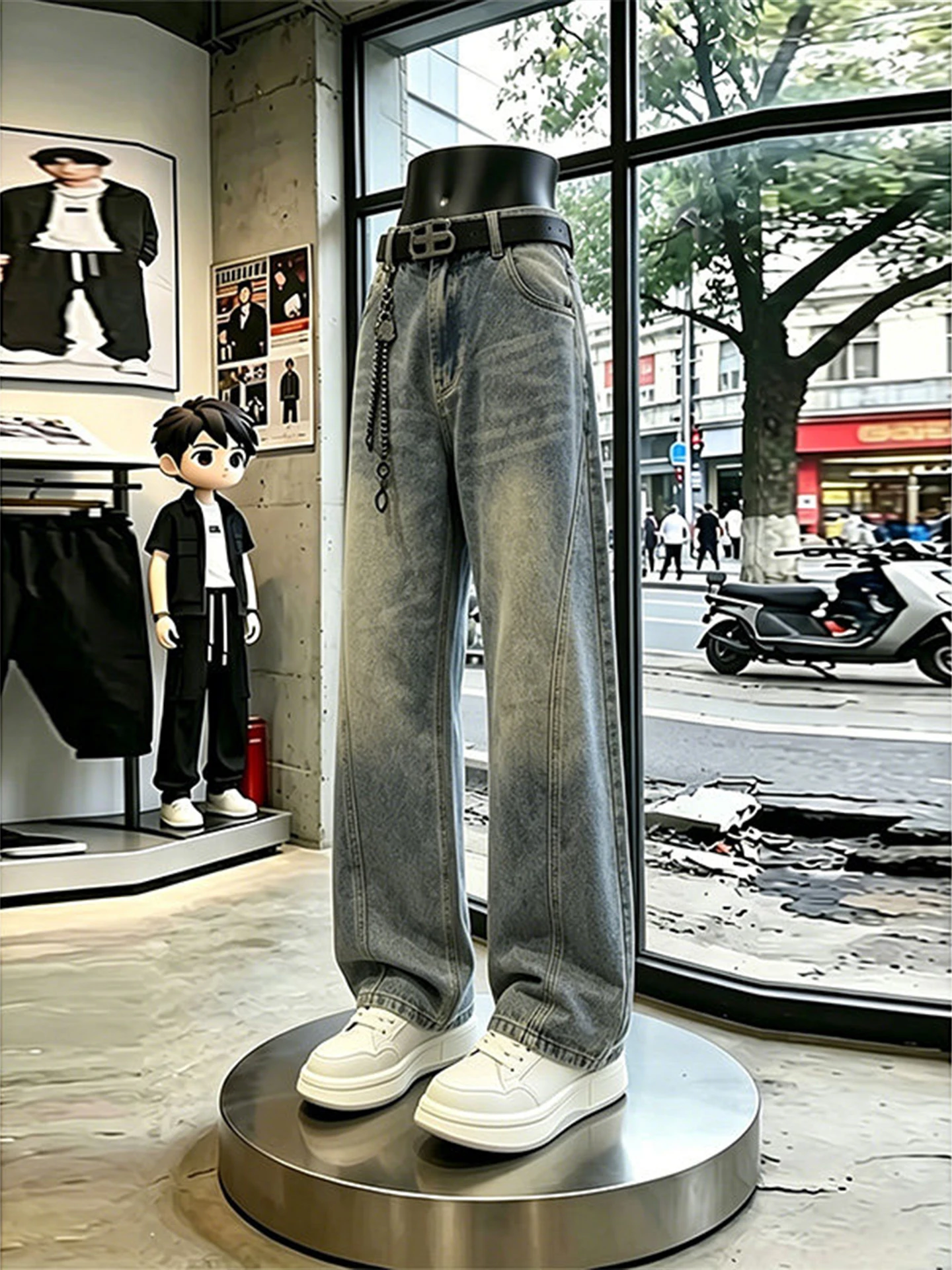 Retro Blue Slanted Cut Jeans Men's American High Street Vibe Wind Knife Pants Washed Old Straight Flared Legs Jeans
Retro Blue Slanted Cut Jeans Men's American High Street Vibe Wind Knife Pants Washed Old Straight Flared Legs Jeans