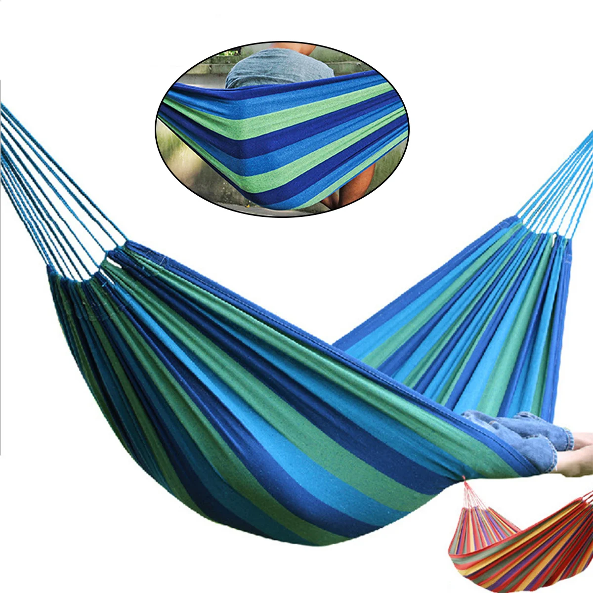 280x80cm Outdoor Hammock Portable Durable Stripe Swing for Camping Travel Relaxation Blue Outdoor Hammock Canvas Swing 
280x80cm Outdoor Hammock Portable Durable Stripe Swing for Camping Travel Relaxation Blue Outdoor Hammock Canvas Swing