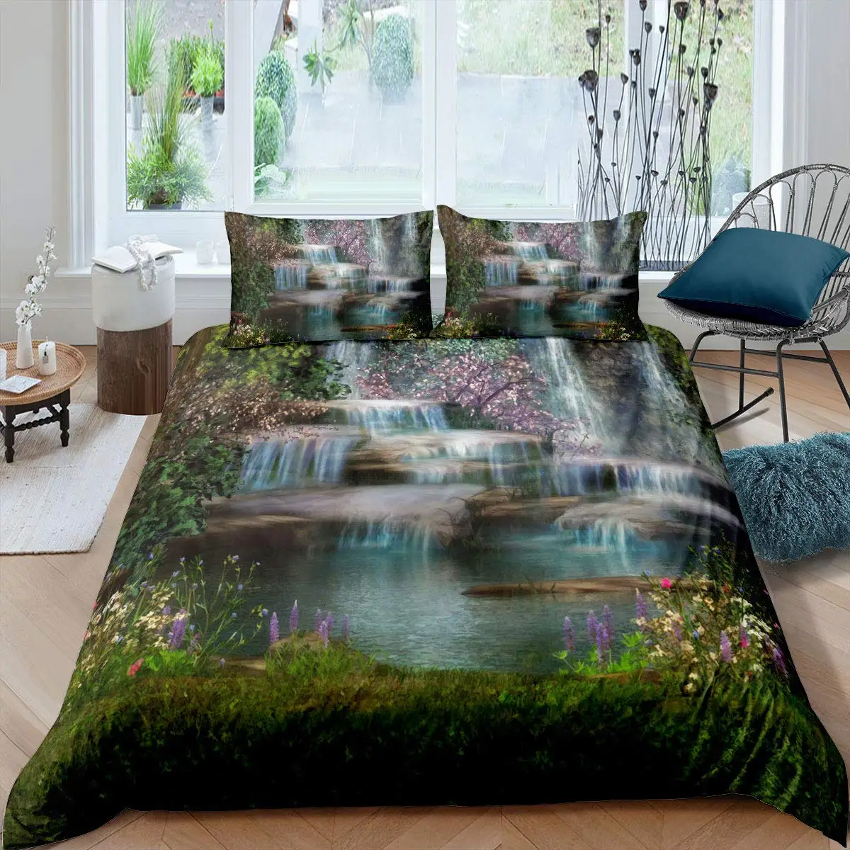 3D Waterfall Duvet Cover Set King Size Microfiber Botanical Floral Trees Pattern Bedding Set Purple Dream Theme Comforter Cover
3D Waterfall Duvet Cover Set King Size Microfiber Botanical Floral Trees Pattern Bedding Set Purple Dream Theme Comforter Cover