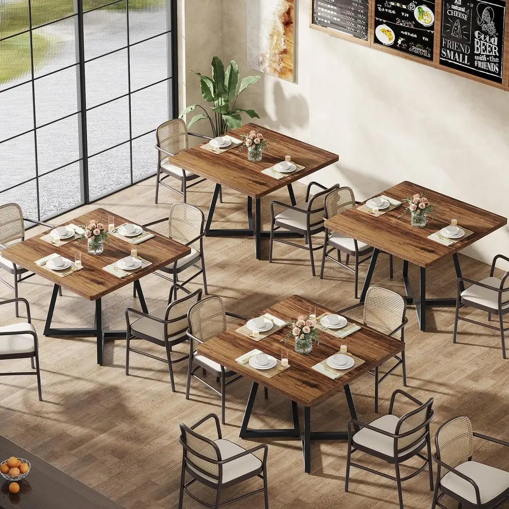 Square Commercial Dining Table Set of 4, 31.5 Heavy Duty Dinner Table with Metal Base, Wooden Kitchen Table for Restaurant, Caf
Square Commercial Dining Table Set of 4, 31.5 Heavy Duty Dinner Table with Metal Base, Wooden Kitchen Table for Restaurant, Caf