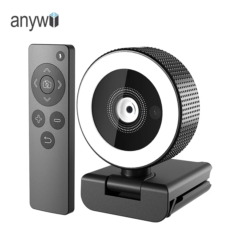Anywii Ai Webcam 2K Girls Webcam with Remote Control Round Light Webcam Usb