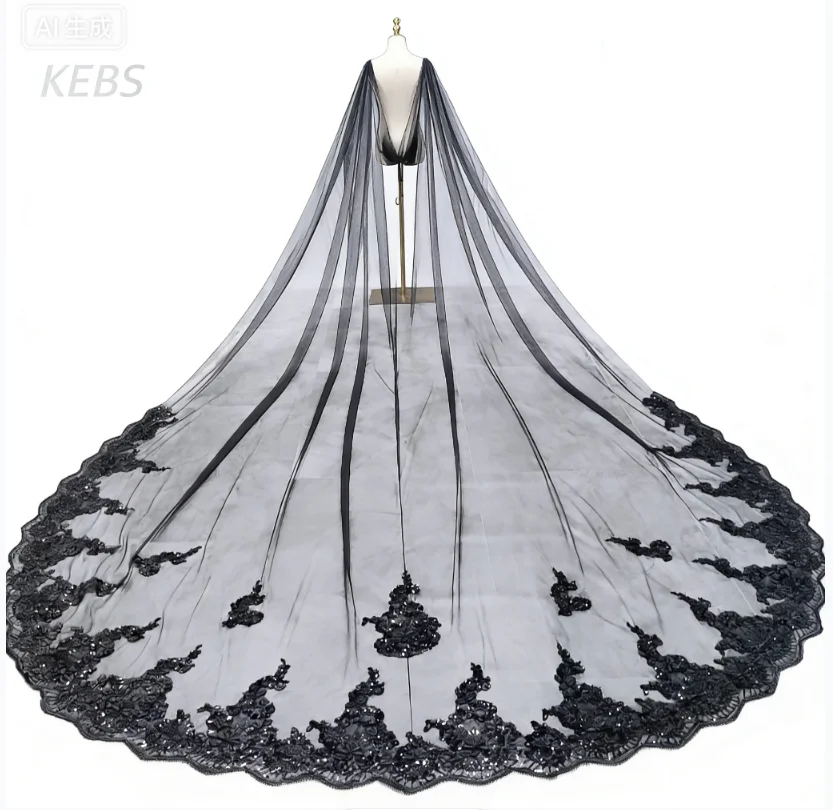 Black lace cathedral bridal shawl wedding accessories bridal veil width 300cm selfie picture
Black lace cathedral bridal shawl wedding accessories bridal veil width 300cm selfie picture