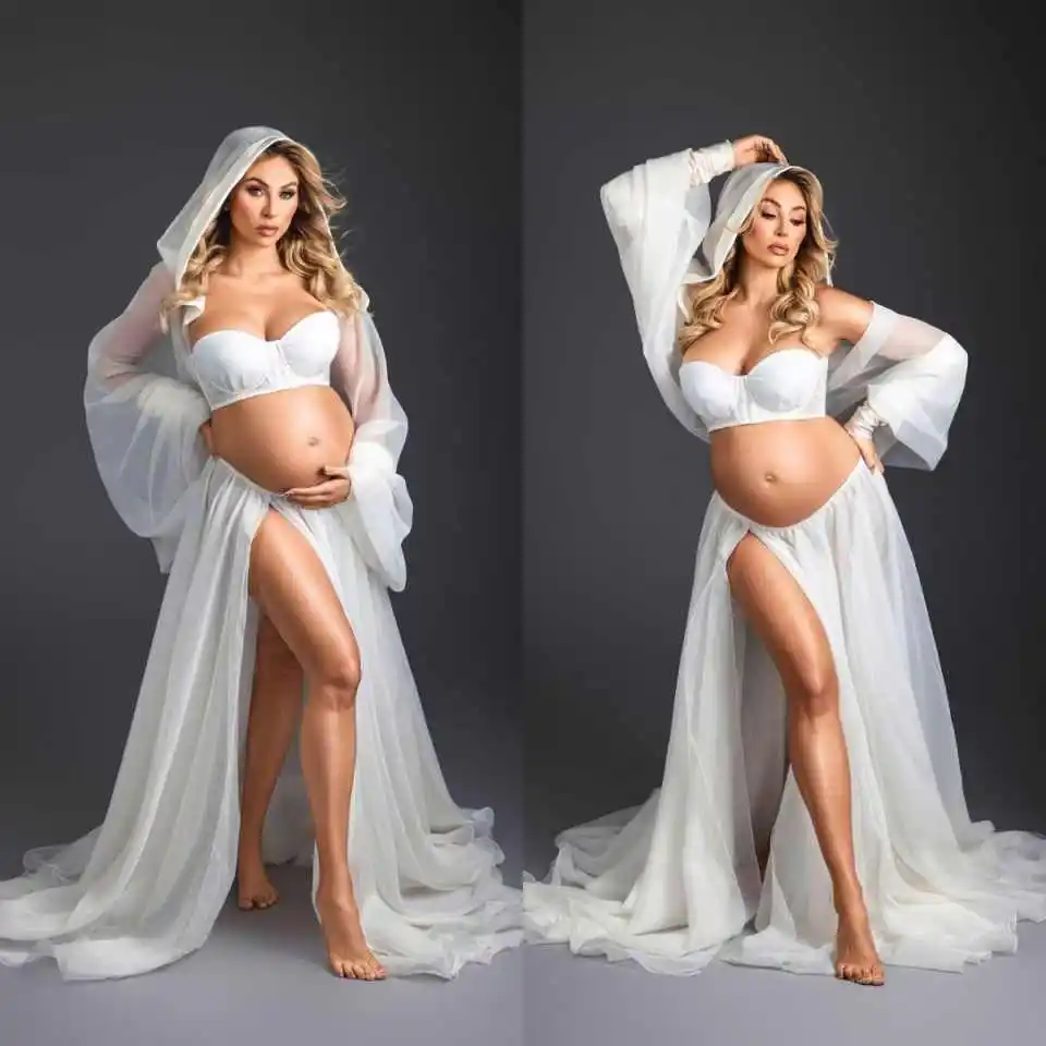 Sexy Women Pregnant Robe Photoshoot Long Sleeve Flower Lace Nightgown Nightdress Sleepwear Nightwear For Bridal Dress Customized
Sexy Women Pregnant Robe Photoshoot Long Sleeve Flower Lace Nightgown Nightdress Sleepwear Nightwear For Bridal Dress Customized