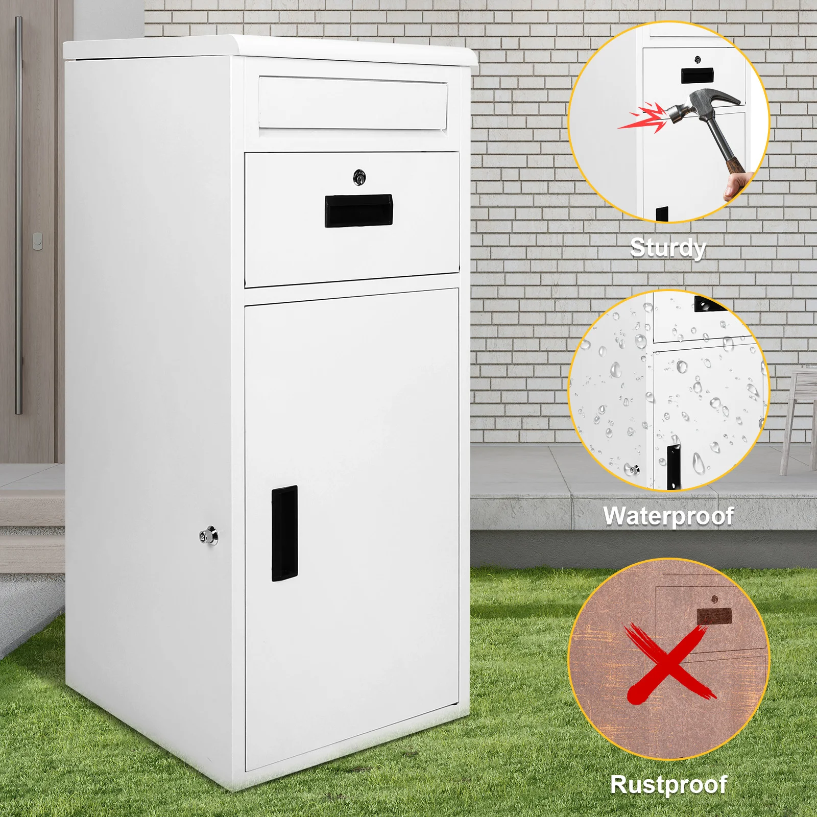 Package Delivery Box with Lockable Secure Anti-Theft Parcel Drop Boxes with Lock Package Drop Container for Porch House Curbside
Package Delivery Box with Lockable Secure Anti-Theft Parcel Drop Boxes with Lock Package Drop Container for Porch House Curbside