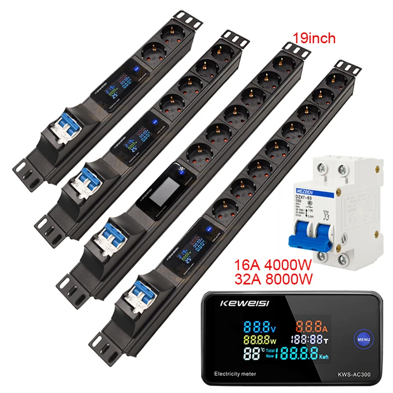 Network Cabinet Socket 2-10 Ways EU outlet PDU Distribution Unit Digital Display Power Meter 4000/8000W Without Wire strip
Network Cabinet Socket 2-10 Ways EU outlet PDU Distribution Unit Digital Display Power Meter 4000/8000W Without Wire strip