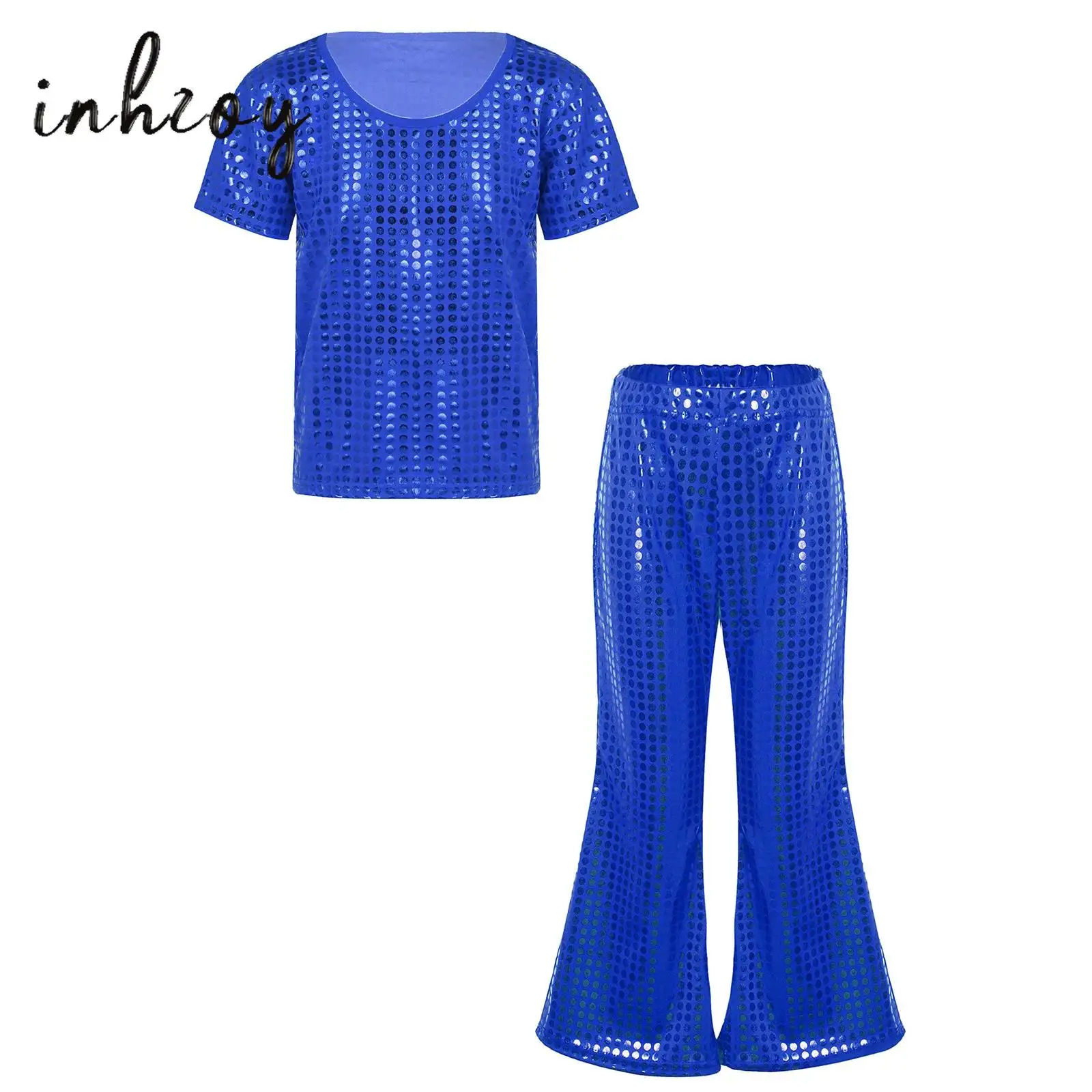 Kids Boys Girls Hip Hop Jazz Street Dance Outfits Shiny Sequins Elastic Waistband Trousers T-shirt Top Set Performance Costume
Kids Boys Girls Hip Hop Jazz Street Dance Outfits Shiny Sequins Elastic Waistband Trousers T-shirt Top Set Performance Costume