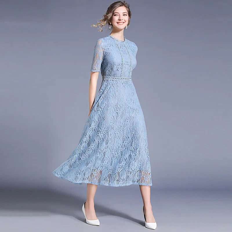 Tilorraine lace dress 2023 summer new short-sleeved round neck waist hollow-out mid-length skirt evening dresses
Tilorraine lace dress 2023 summer new short-sleeved round neck waist hollow-out mid-length skirt evening dresses