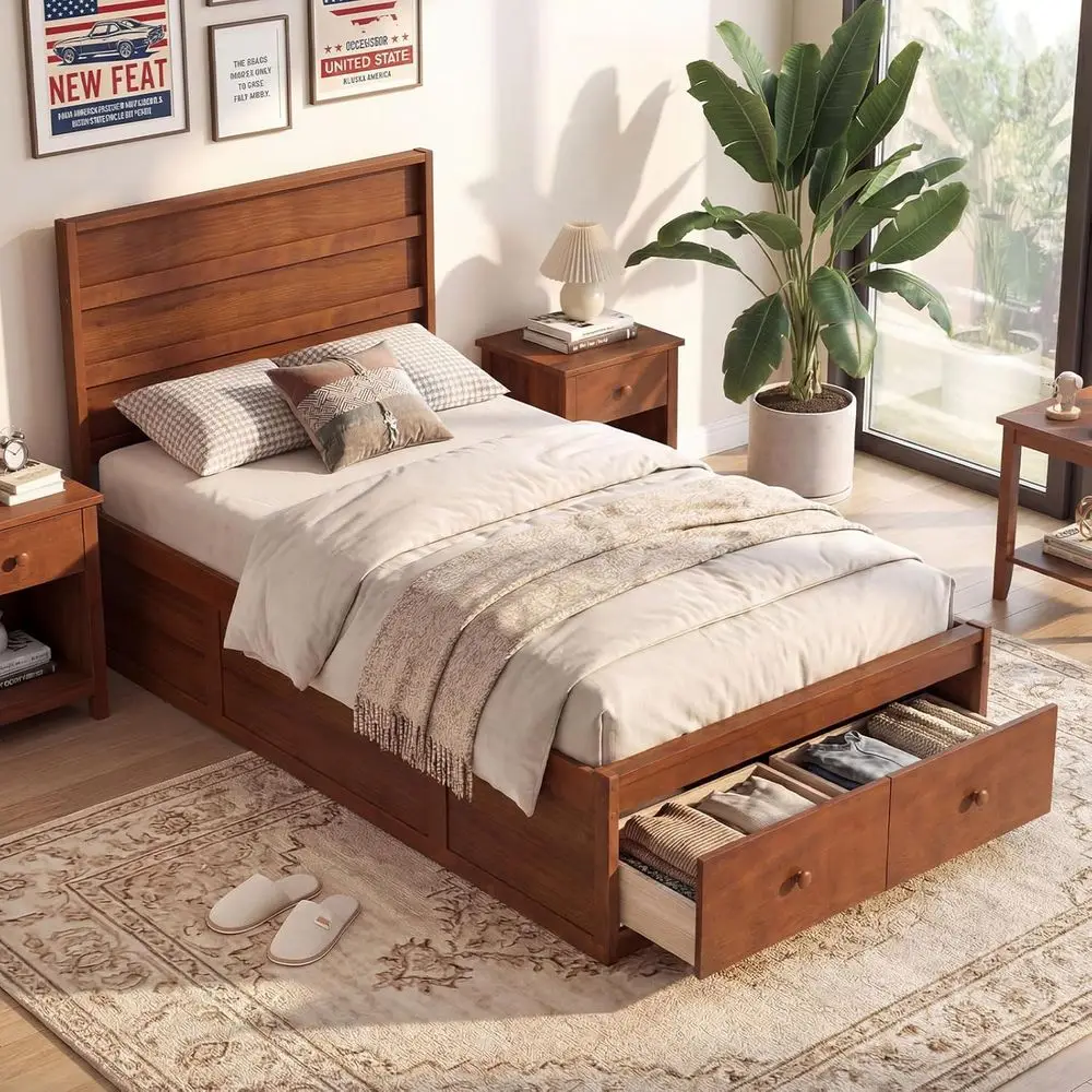 Twin Bed es or Kids with Storage Ders, Wood Platorm Bed with board, Solid Mattroundation w/Wooden Slat Support & Enclosed Base,
Twin Bed es or Kids with Storage Ders, Wood Platorm Bed with board, Solid Mattroundation w/Wooden Slat Support & Enclosed Base,