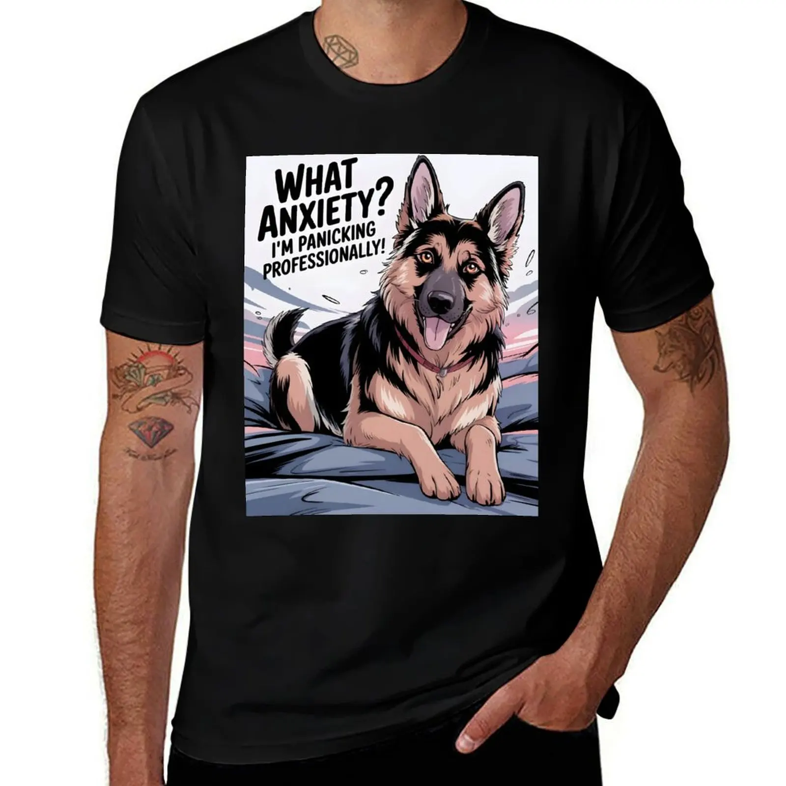 German Shepherd - What anxiety I'm panicking professionally! T-Shirt summer shirt topping t shirts for men graphic
German Shepherd - What anxiety I'm panicking professionally! T-Shirt summer shirt topping t shirts for men graphic