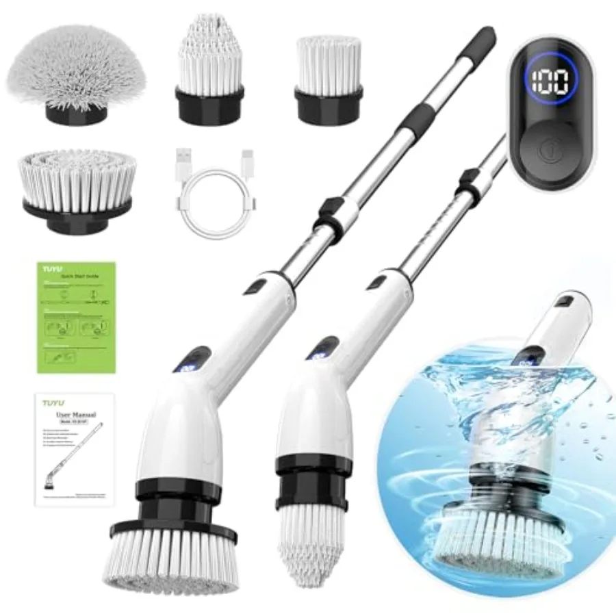 Electric Spin Scrubber, Full-Body IPX7 Waterproof Bathroom Scrubber with Power LCD Display, Adjustable Extension Handle, Cordl
Electric Spin Scrubber, Full-Body IPX7 Waterproof Bathroom Scrubber with Power LCD Display, Adjustable Extension Handle, Cordl