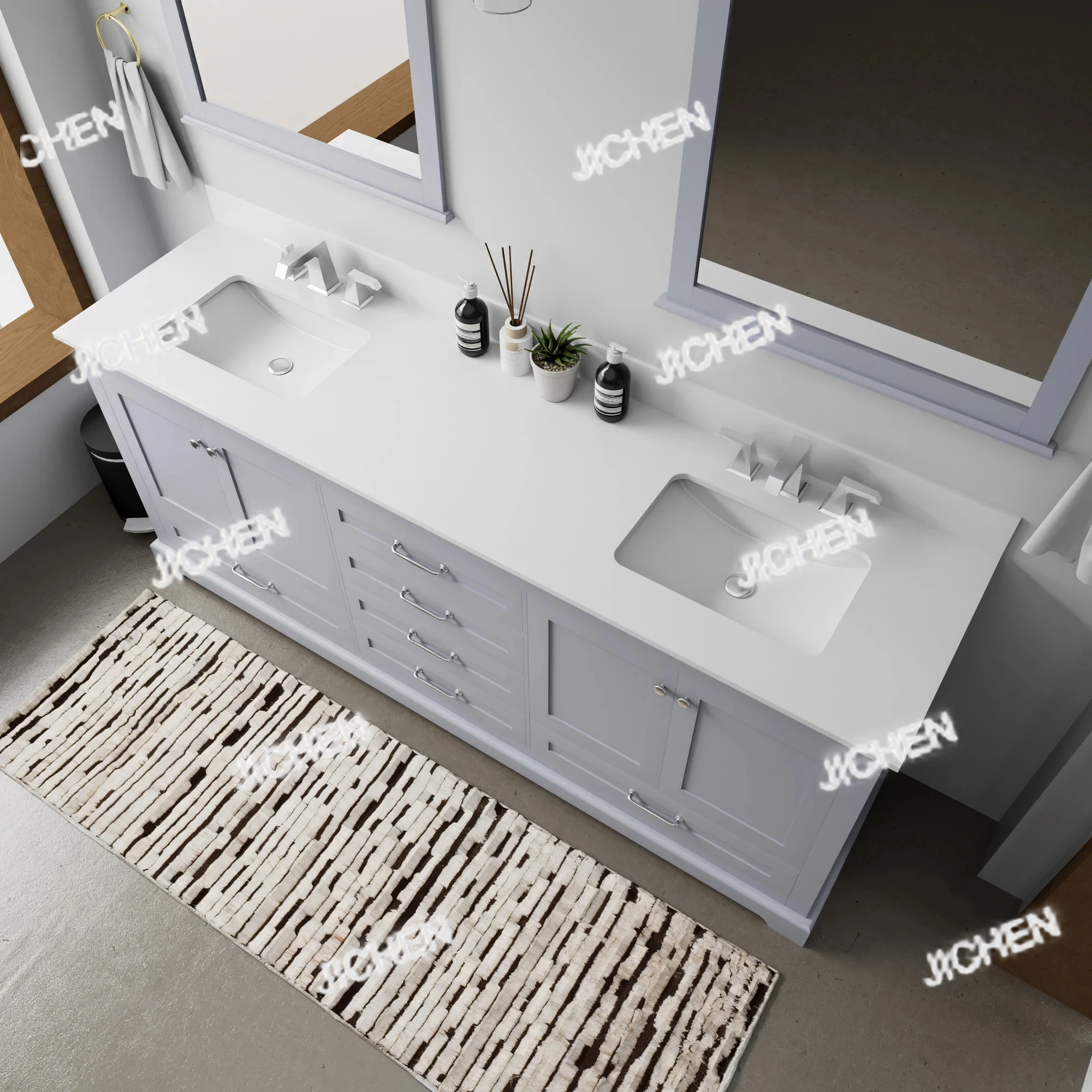 XHX 60" W X 22" D Double Oak Bathroom Vanity Set With Cultured Marble Top And Faucet Included Big Space Bathroom Cabinet Furnitu
XHX 60" W X 22" D Double Oak Bathroom Vanity Set With Cultured Marble Top And Faucet Included Big Space Bathroom Cabinet Furnitu