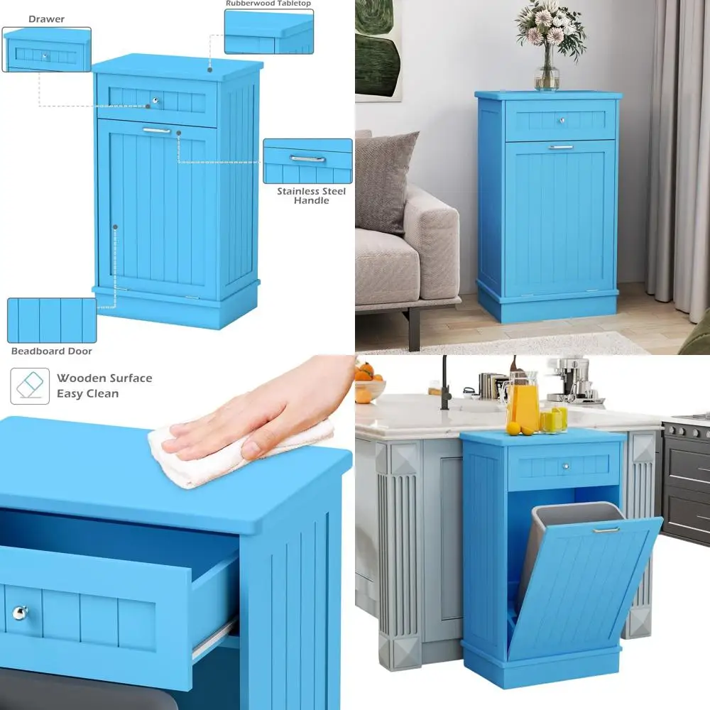 10 Gallon Wooden Standing Laundry Sorter Cabinet with Recyclable Bin, Light Blue Single Door
10 Gallon Wooden Standing Laundry Sorter Cabinet with Recyclable Bin, Light Blue Single Door