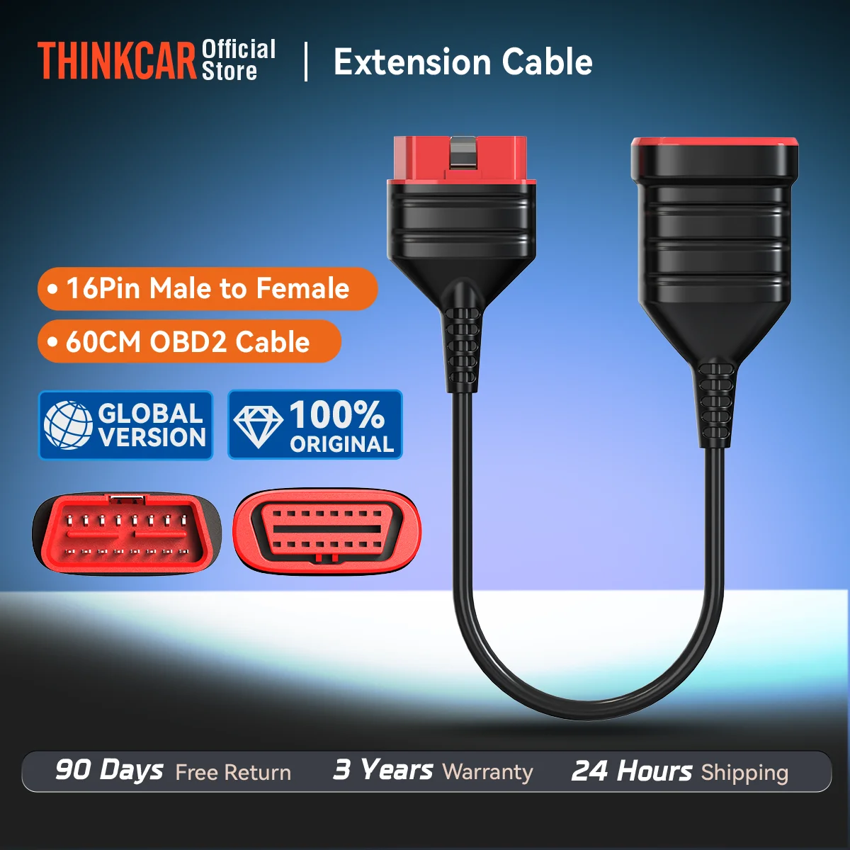 THINKCAR ThinkDiag Extension Cable 60CM Car OBD2 Diagnostic Cable 16 Pin Male to Female Connector Auto Diagnose Line Accessories
THINKCAR ThinkDiag Extension Cable 60CM Car OBD2 Diagnostic Cable 16 Pin Male to Female Connector Auto Diagnose Line Accessories