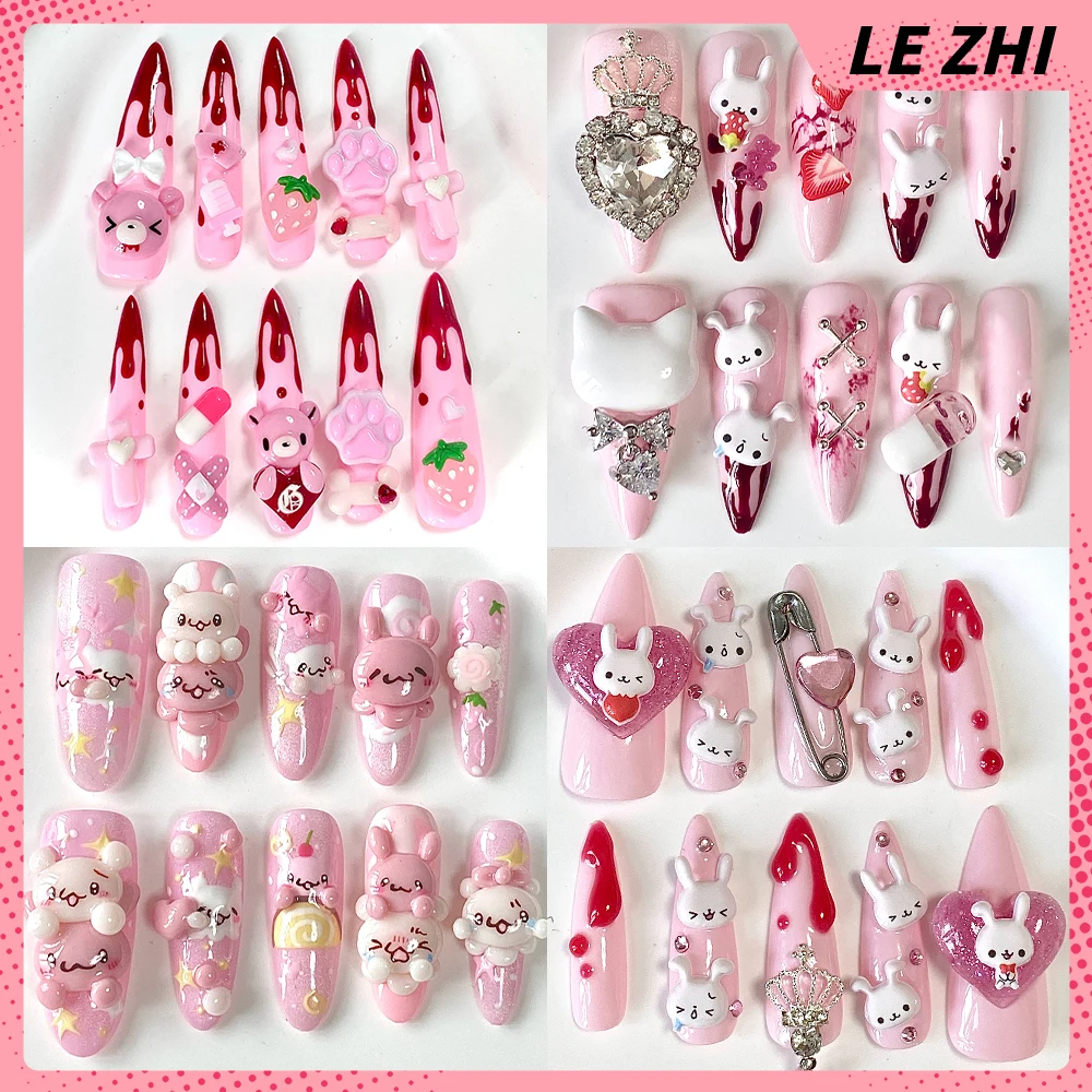10Pcs Y2K Cartoon Hello Kitty My Melody Handmade Long Almond Press On Nails Sweet Cool 3D Flowers Bow Wings Diamond Fake Nail
10Pcs Y2K Cartoon Hello Kitty My Melody Handmade Long Almond Press On Nails Sweet Cool 3D Flowers Bow Wings Diamond Fake Nail