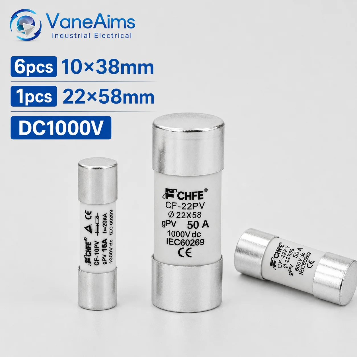 1/6pcs High Current Ceramic gPV Fuse 10x38mm 22x58mm DC1000V Solar PV Fuse 1A 2A 3-15A 20-25A 40A 50A 63A for Solar Panels
1/6pcs High Current Ceramic gPV Fuse 10x38mm 22x58mm DC1000V Solar PV Fuse 1A 2A 3-15A 20-25A 40A 50A 63A for Solar Panels