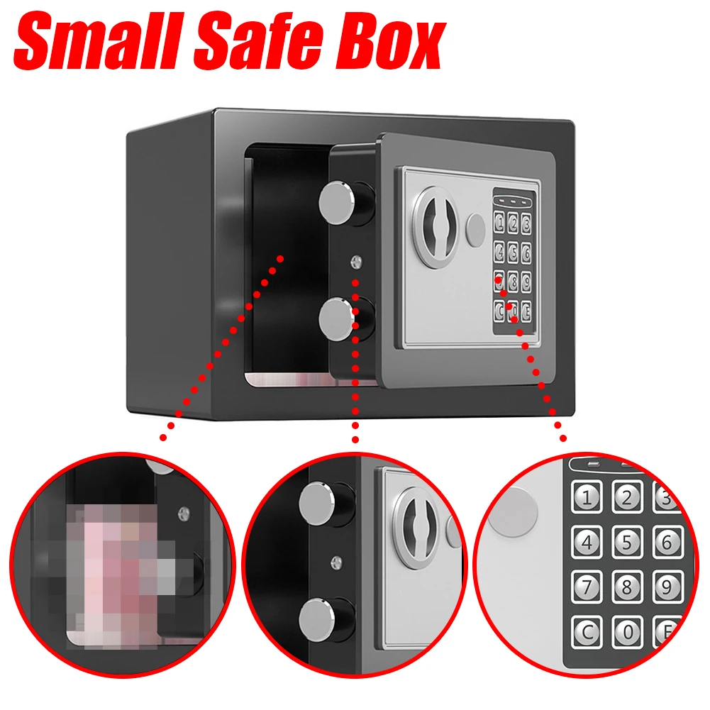 Digital Safe Box with Keys Household Money Bank Lockable Password Security Box Steel for Store Money Jewelry Document