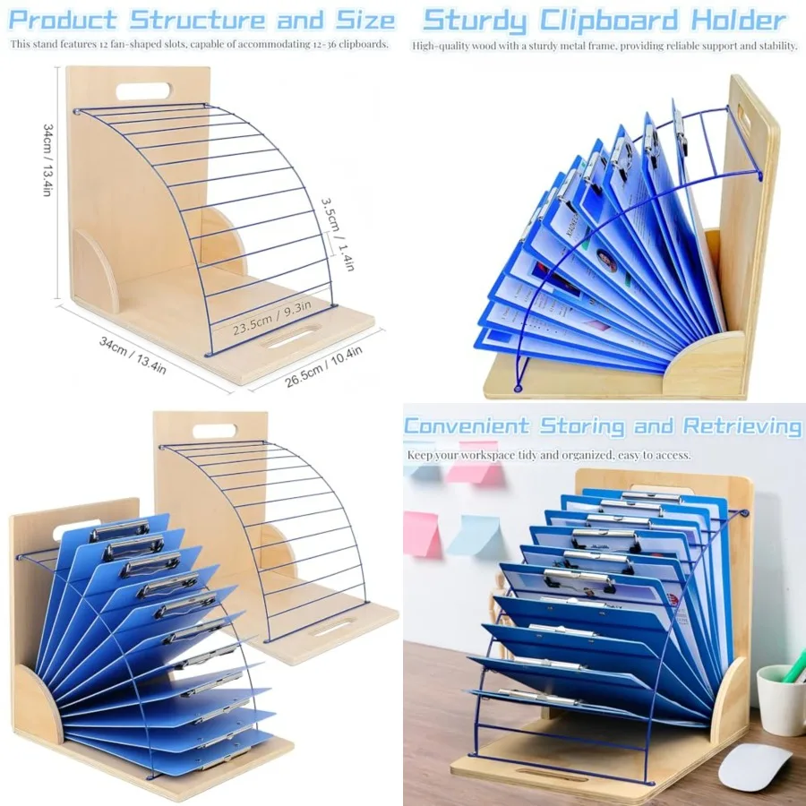 Clipboard Holder, Clipboard Storage Rack Wooden Clipboards Stand with Sturdy Metal Shelf Clipboard Organizer for Classroom, Off
Clipboard Holder, Clipboard Storage Rack Wooden Clipboards Stand with Sturdy Metal Shelf Clipboard Organizer for Classroom, Off
