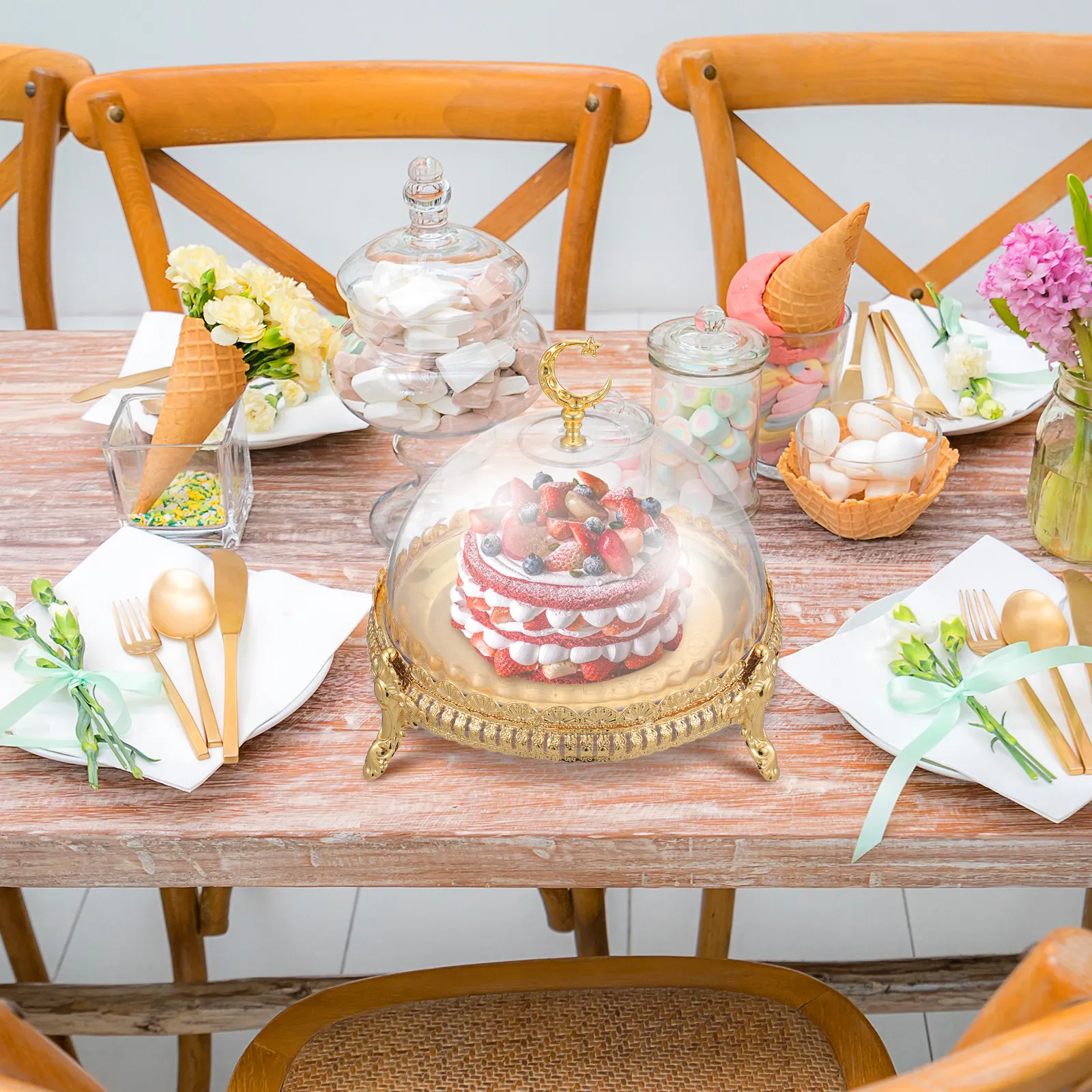 Набор из 1 подставки для торта на ножках с защитным чехлом, многофункциональная подставка для десертов для дома, свадьбы, вечеринки, кухни
Набор из 1 подставки для торта на ножках с защитным чехлом, многофункциональная подставка для десертов для дома, свадьбы, вечеринки, кухни