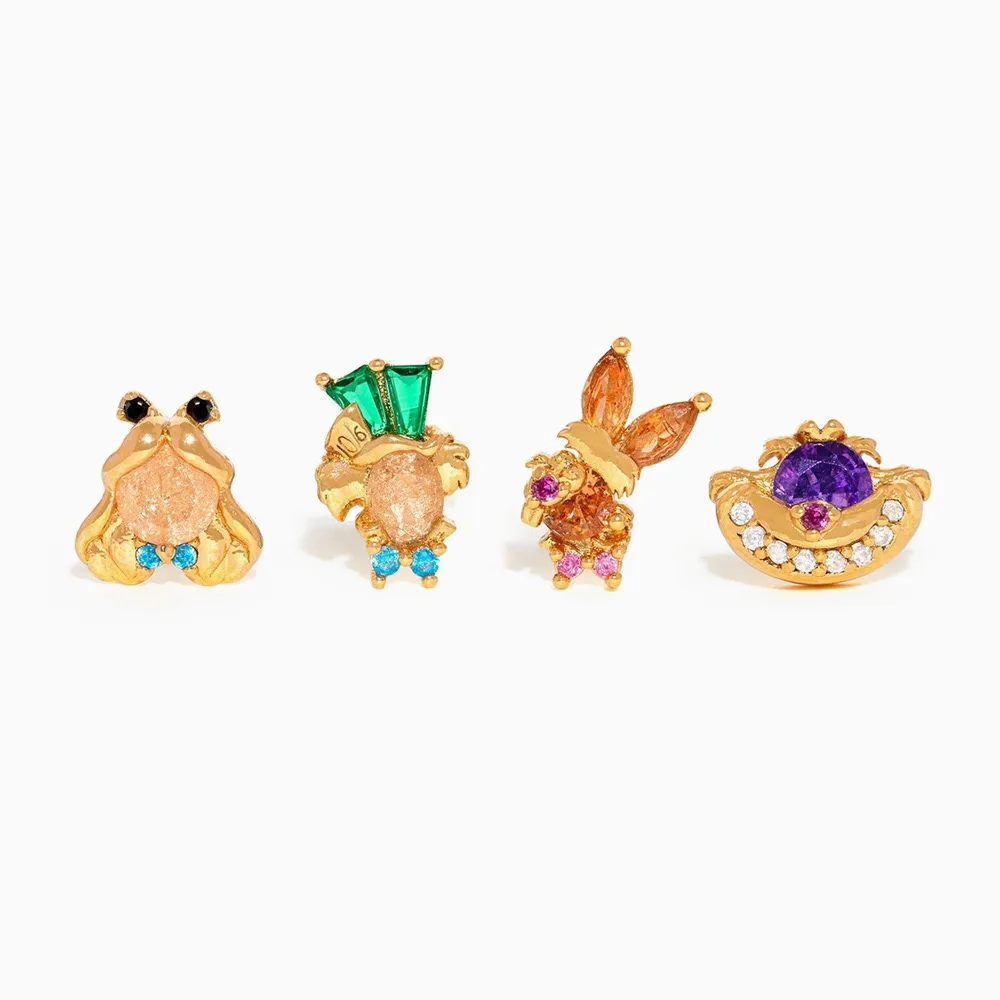 4piece Alice's Adventures in Wonderland Stud Earrings Multicolor Cubic Zircon Earrings Setfor Women Girls Students
4piece Alice's Adventures in Wonderland Stud Earrings Multicolor Cubic Zircon Earrings Setfor Women Girls Students
