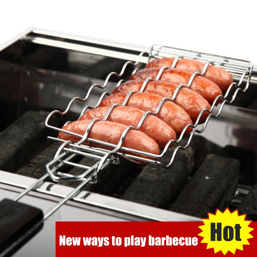 1PC Foldable Metal BBQ Grill Basket 555x12x3cm Easy Cleaning Firm Holding Sausage Rack for Garden Barbecue
1PC Foldable Metal BBQ Grill Basket 555x12x3cm Easy Cleaning Firm Holding Sausage Rack for Garden Barbecue