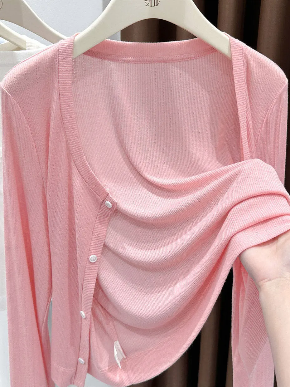 Pink Hollow out Knitted Sweater Women's Short Thin Sun Protection Belted Open Cardigan Outerwear High-End Sensation with Stra...
Pink Hollow out Knitted Sweater Women's Short Thin Sun Protection Belted Open Cardigan Outerwear High-End Sensation with Stra...