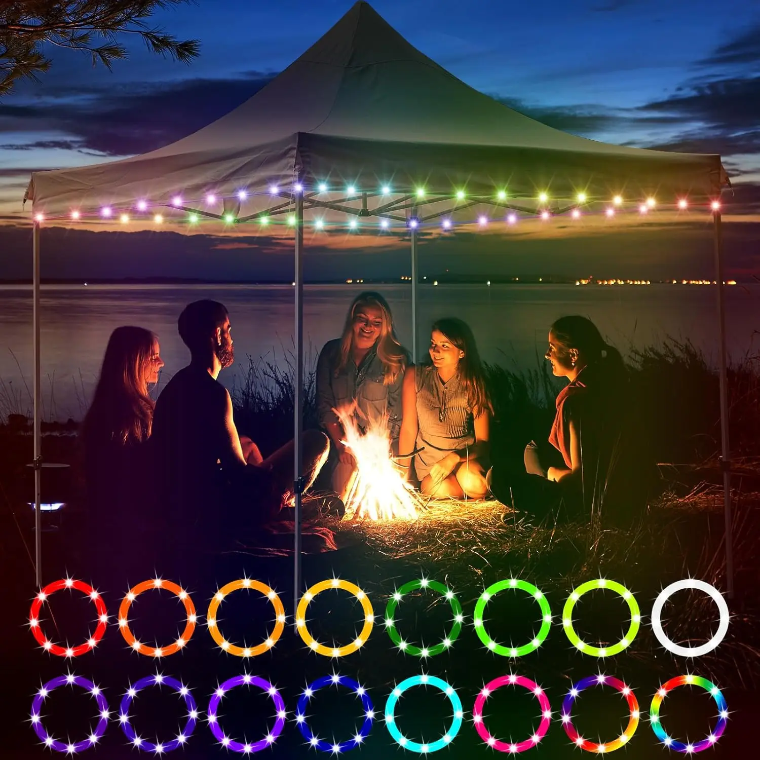 40Ft Waterproof LED String Lights for Outdoor Canopy Tents, 16 Colors & Modes, Super Bright Night Display
40Ft Waterproof LED String Lights for Outdoor Canopy Tents, 16 Colors & Modes, Super Bright Night Display