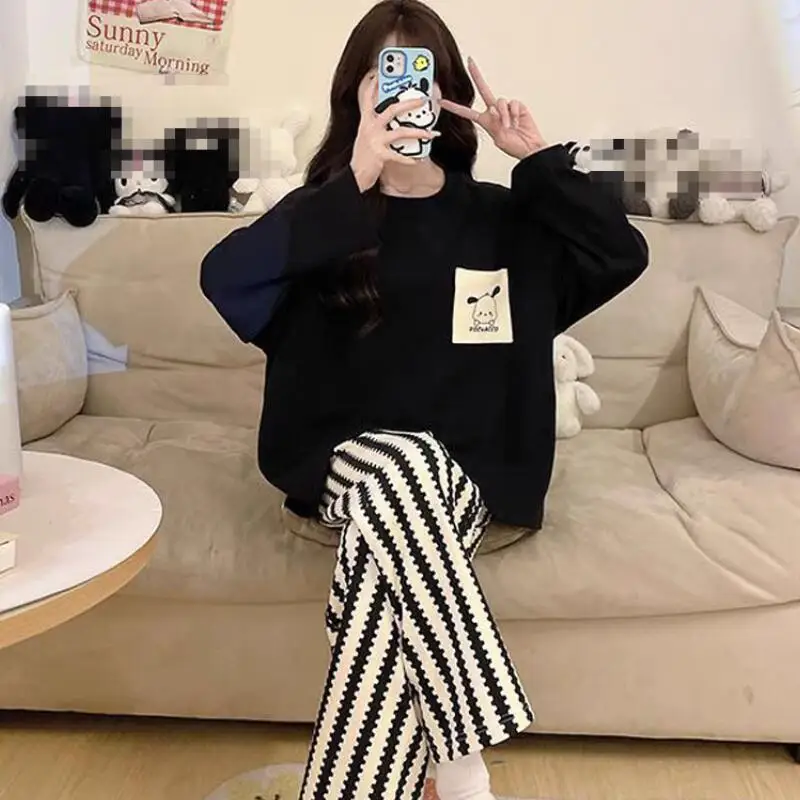 Women's Long-Sleeved Trousers Pajamas Set Spring Autumn New Student Korean Style Home Wear Women's Soft T-Shirt Two-Piece Set
Women's Long-Sleeved Trousers Pajamas Set Spring Autumn New Student Korean Style Home Wear Women's Soft T-Shirt Two-Piece Set