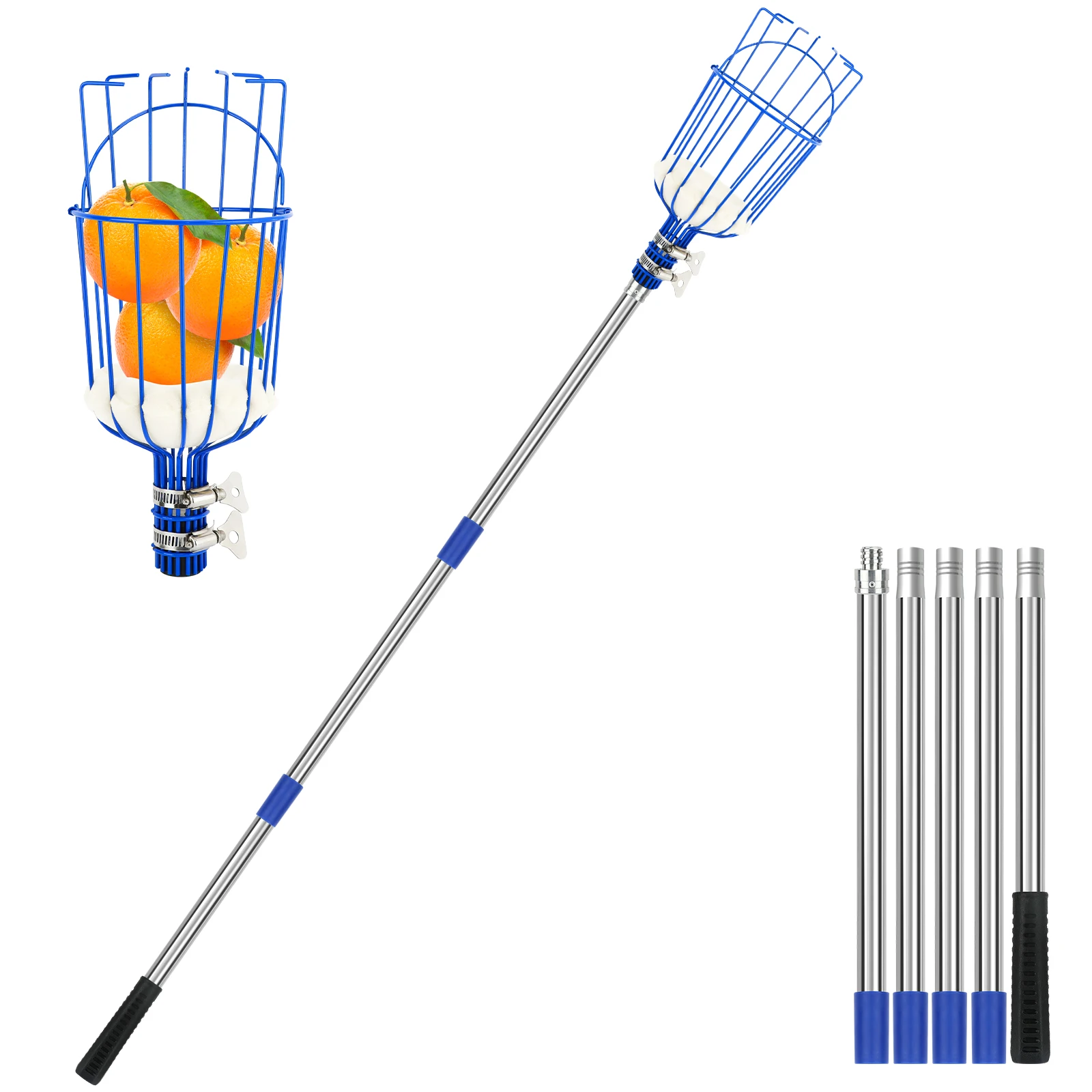 8FT Fruit Picker Pole Tool with Basket, Adjustable Lightweight Stainless Steel Pole and Big Basket for Apple Avocado Lemon Peac
8FT Fruit Picker Pole Tool with Basket, Adjustable Lightweight Stainless Steel Pole and Big Basket for Apple Avocado Lemon Peac