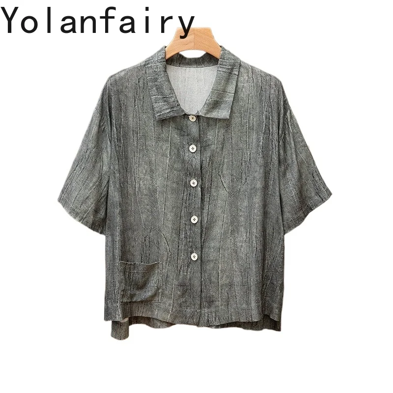 YOLANFAIRY 70% Mulberry Silk 30% Cotton Shirts for Women Summer Top Casual Short Sleeve Shirts Fashion Loose Blouses Elegant
YOLANFAIRY 70% Mulberry Silk 30% Cotton Shirts for Women Summer Top Casual Short Sleeve Shirts Fashion Loose Blouses Elegant