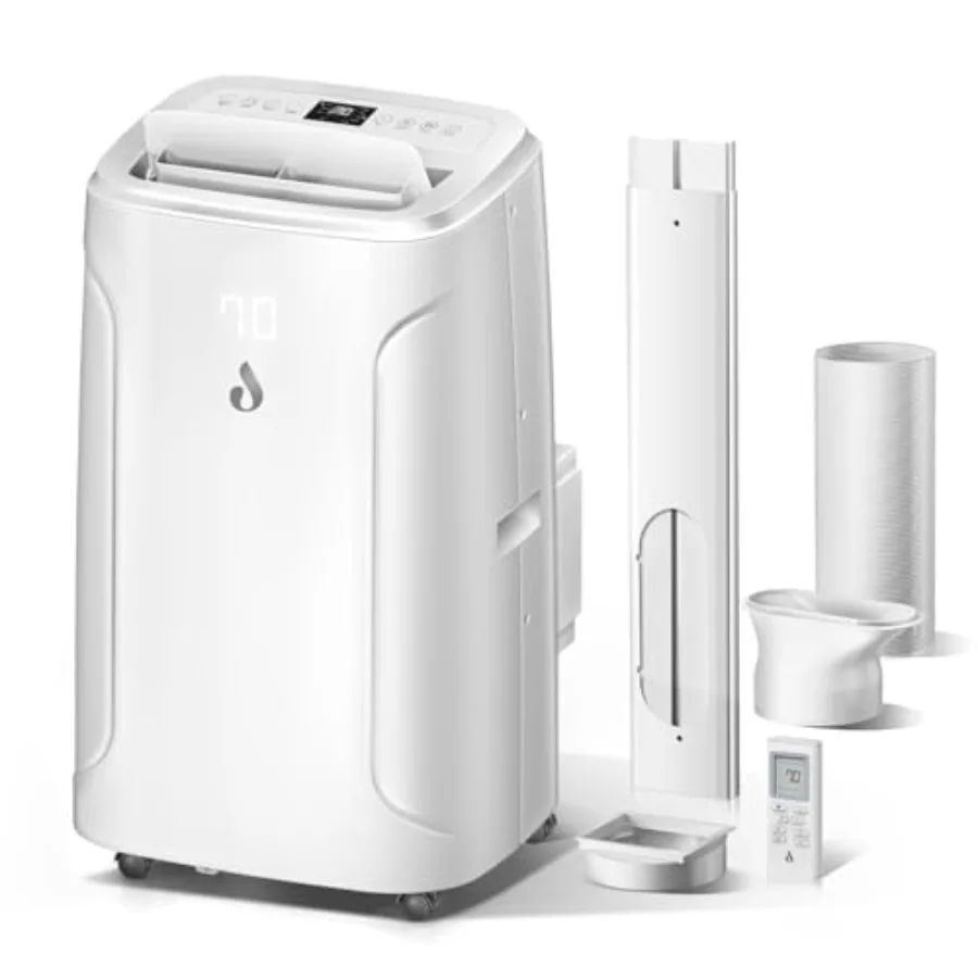 Portable air conditioner for room cooling, dehumidifying, fan, and sleep mode; 12, 000 BTU, covers up to 550 sq.ft; white plast
Portable air conditioner for room cooling, dehumidifying, fan, and sleep mode; 12, 000 BTU, covers up to 550 sq.ft; white plast