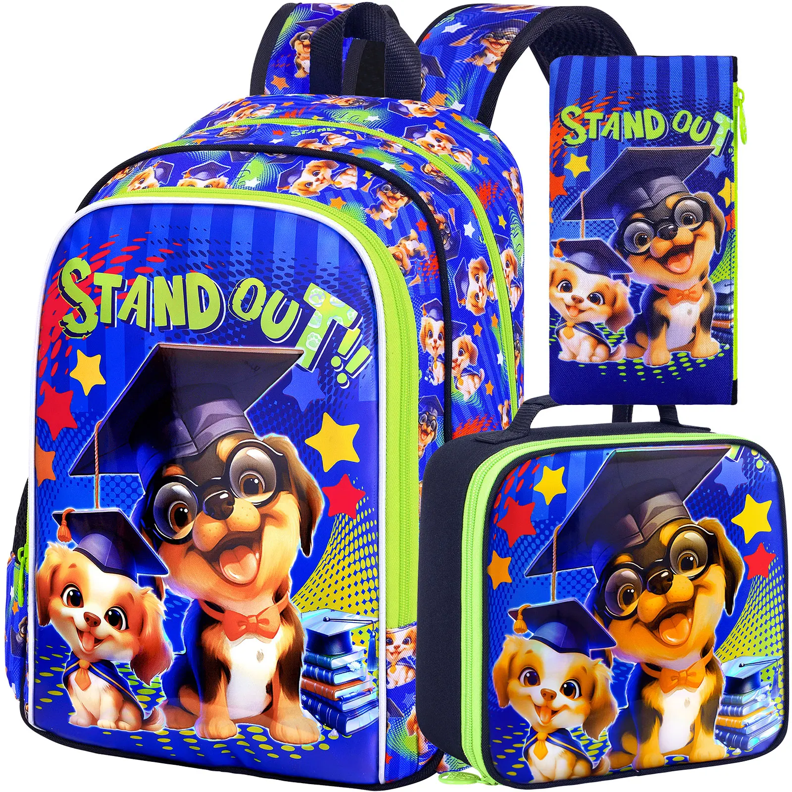 Рюкзак для мальчиков с изображением собаки, 3 шт., 16 дюймов, детский ранец с ланч-боксом, водонепроницаемый, для начальной школы и дошкольников - синий Dr.2dog
Рюкзак для мальчиков с изображением собаки, 3 шт., 16 дюймов, детский ранец с ланч-боксом, водонепроницаемый, для начальной школы и дошкольников - синий Dr.2dog