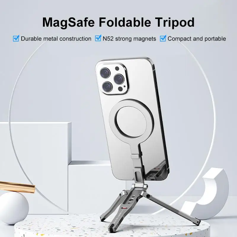 PULUZ Portable Desktop Tripod Stand Foldable for MagSafe Magnet Phone Mount Handle Bracket For iPhone 16 15 14 13 12 Series
PULUZ Portable Desktop Tripod Stand Foldable for MagSafe Magnet Phone Mount Handle Bracket For iPhone 16 15 14 13 12 Series