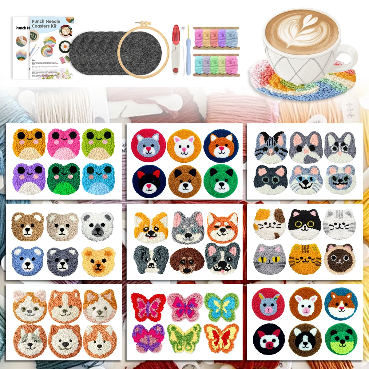 GATYZTORY Embroidered Punch Needle Coaster 6pcs Animals Cup Mat Placemats For Dinner Table Embroidery Hoop Diy Needle Arts Craft
GATYZTORY Embroidered Punch Needle Coaster 6pcs Animals Cup Mat Placemats For Dinner Table Embroidery Hoop Diy Needle Arts Craft
