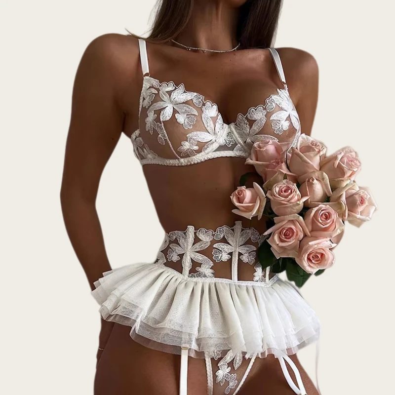 Lingerie Set Women Sexy Underwear Push Up Strappy Embroidered Mesh Sheer Lingerie Set See Through Panty Bra 3 Piece Langerie
Lingerie Set Women Sexy Underwear Push Up Strappy Embroidered Mesh Sheer Lingerie Set See Through Panty Bra 3 Piece Langerie