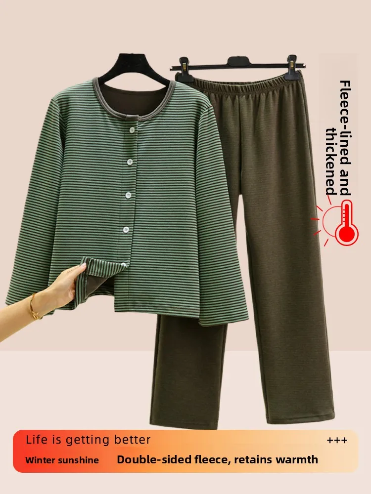 Women's Casual Striped Open Cardigan Sweater And Pants Set Warm Home Clothes Two-Piece Sleepwear Set Autumn Winter Loose Fit
Women's Casual Striped Open Cardigan Sweater And Pants Set Warm Home Clothes Two-Piece Sleepwear Set Autumn Winter Loose Fit