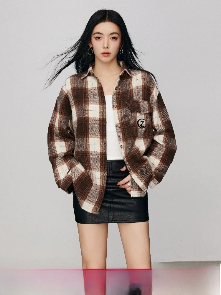 Модная шерстяная рубашка в клетку CHILL ZOEY Весна 2026 Женская повседневная рубашка с длинным рукавом на пуговицах, с воротником-стойкой
Модная шерстяная рубашка в клетку CHILL ZOEY Весна 2026 Женская повседневная рубашка с длинным рукавом на пуговицах, с воротником-стойкой