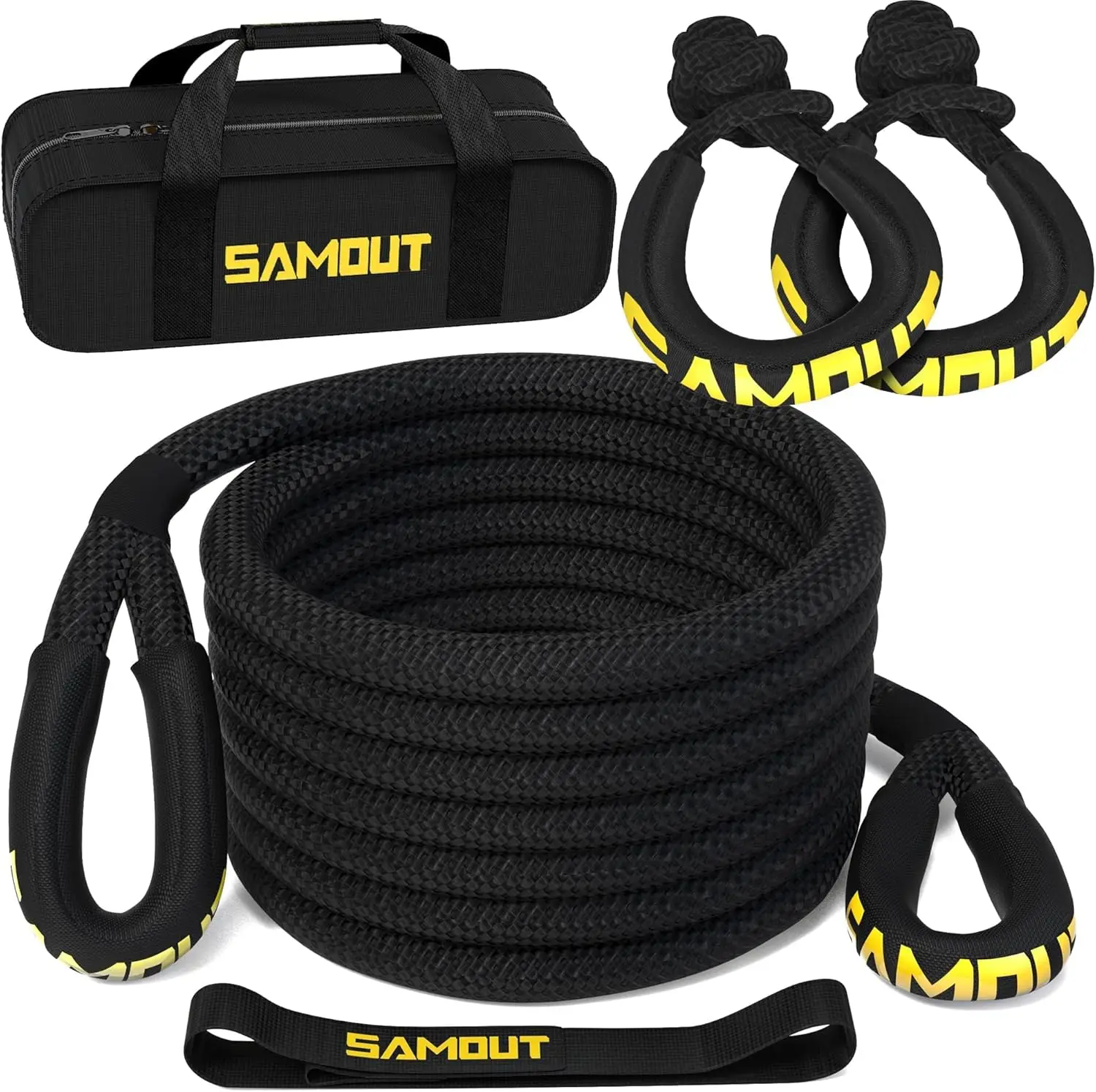 Heavy-Duty Kinetic Recovery Rope 48000Lbs 1in x 20ft with 2 Soft Shackles for Offroad Vehicles
Heavy-Duty Kinetic Recovery Rope 48000Lbs 1in x 20ft with 2 Soft Shackles for Offroad Vehicles