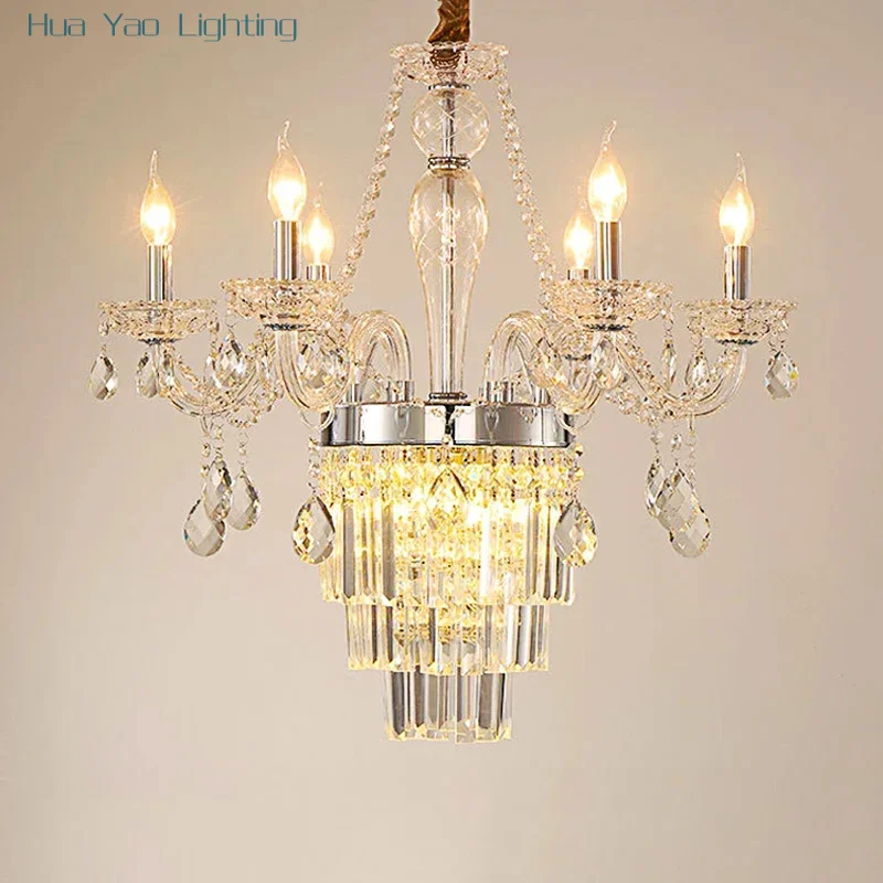 French Romantic Gold Luxury Villa Crystal Led Chandelier Nordic Elegant Clear Color 6-Head Crystal Bedroom Hall E14 Pendent Lamp
French Romantic Gold Luxury Villa Crystal Led Chandelier Nordic Elegant Clear Color 6-Head Crystal Bedroom Hall E14 Pendent Lamp
