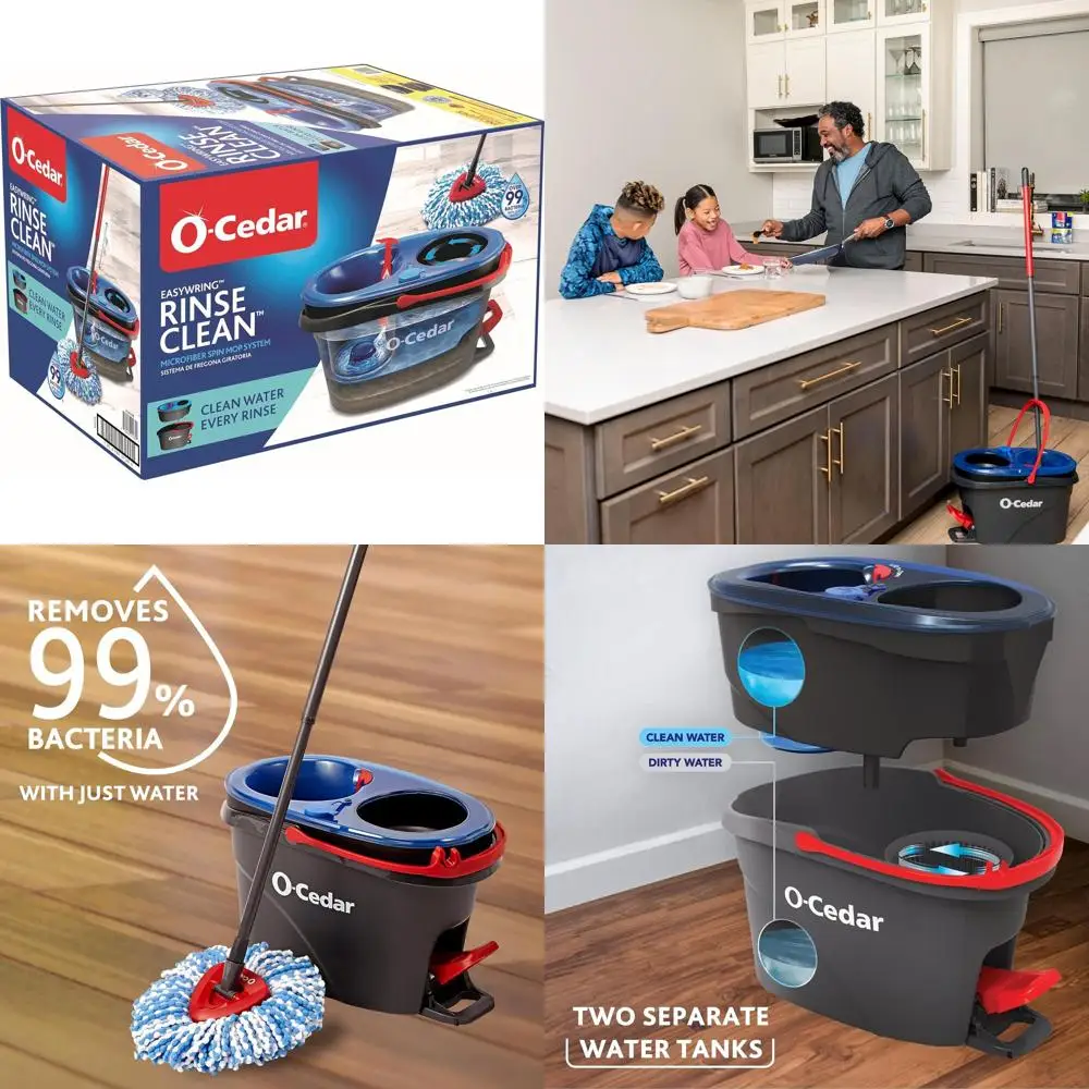 O-Ce Rinse & Clean Mop System with Bucket - Cleans with Water, Kills 99% of Bacteria
O-Ce Rinse & Clean Mop System with Bucket - Cleans with Water, Kills 99% of Bacteria