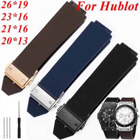 26X19 23X16 21X16 20X13mm For Hublot BIGBANG Classic Fusion Watch Strap Rubber Silicone Dive Band Man Women‘s Lady Bracelet Tool