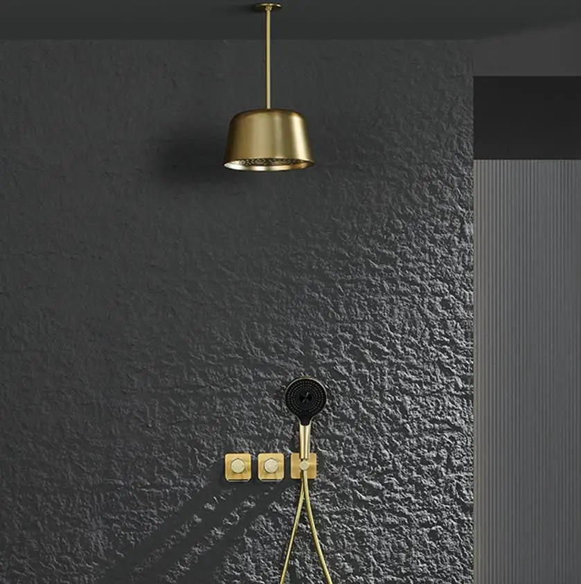 Brushed Gold Bathroom Shower Faucet Set 2 Way Rainfall Bathtub Mixer Hot Cold Water Mixed Tap ceiling arm Embedded Box
Brushed Gold Bathroom Shower Faucet Set 2 Way Rainfall Bathtub Mixer Hot Cold Water Mixed Tap ceiling arm Embedded Box
