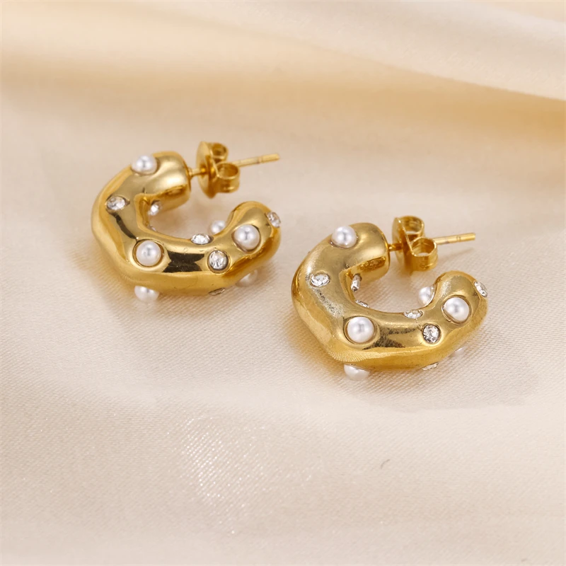 Hiphop Stainless Steel Stud Earrings For Women Elegant Party Wedding Pearl Earrings Simple Fashion Jewelry Girls Gift 2024
Hiphop Stainless Steel Stud Earrings For Women Elegant Party Wedding Pearl Earrings Simple Fashion Jewelry Girls Gift 2024