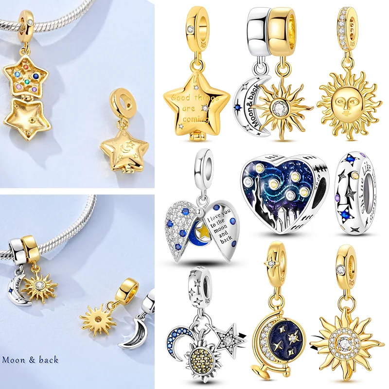 925 Sterling Silver Sun Stars Moon Starry Sky Charms Pendant Bead For Women's Original Bracelet Bangles DIY Charms Jewelry Gift
925 Sterling Silver Sun Stars Moon Starry Sky Charms Pendant Bead For Women's Original Bracelet Bangles DIY Charms Jewelry Gift