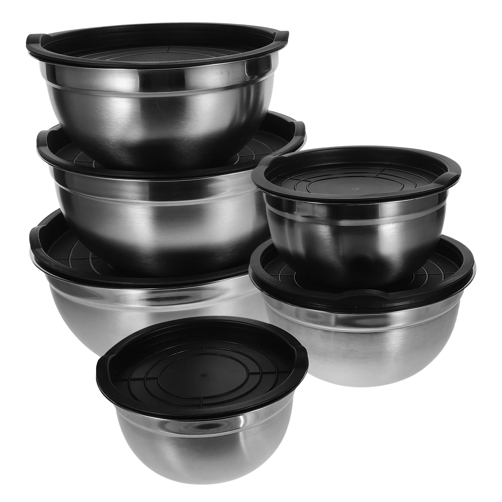 6-Piece Stainless Steel Kitchen Bowl Set 16-26cm Stackable Salad Bowls with Lids for Food Storage Serving Nesting Baking
6-Piece Stainless Steel Kitchen Bowl Set 16-26cm Stackable Salad Bowls with Lids for Food Storage Serving Nesting Baking