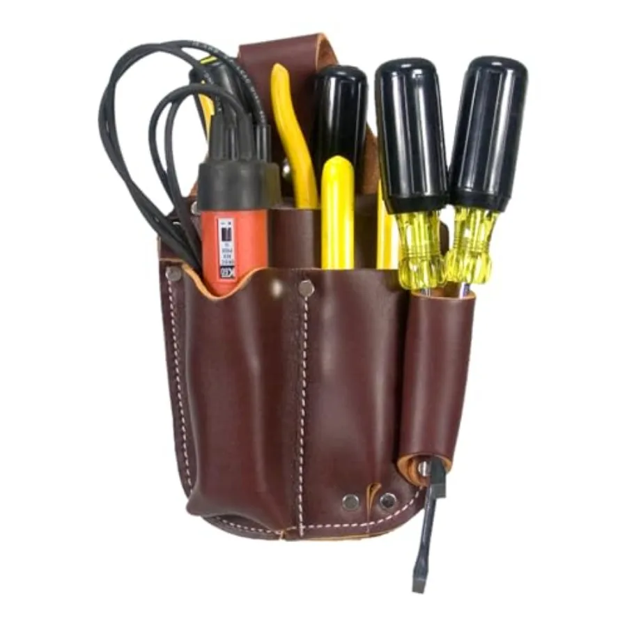 Electrician's Pocket Caddy - Brown - 5 Pockets and Tool Holders - Belt Compatibility Up to 2" Wide - Made in USA
Electrician's Pocket Caddy - Brown - 5 Pockets and Tool Holders - Belt Compatibility Up to 2" Wide - Made in USA