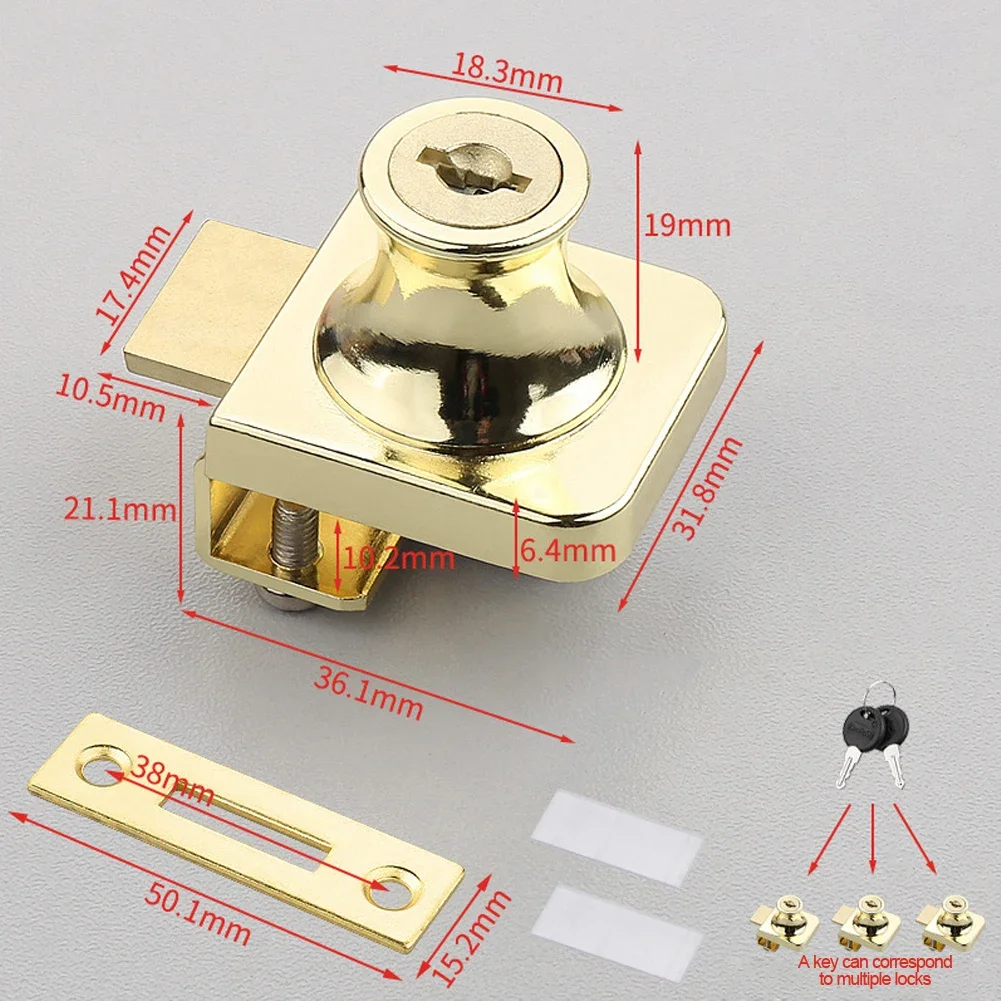 Elegant Door Lock 36.1*31.8*21.1 Mm Display Case Lock Elegant Gold Finish Long-lasting Use Quality Lock Mechanism Home Display
Elegant Door Lock 36.1*31.8*21.1 Mm Display Case Lock Elegant Gold Finish Long-lasting Use Quality Lock Mechanism Home Display