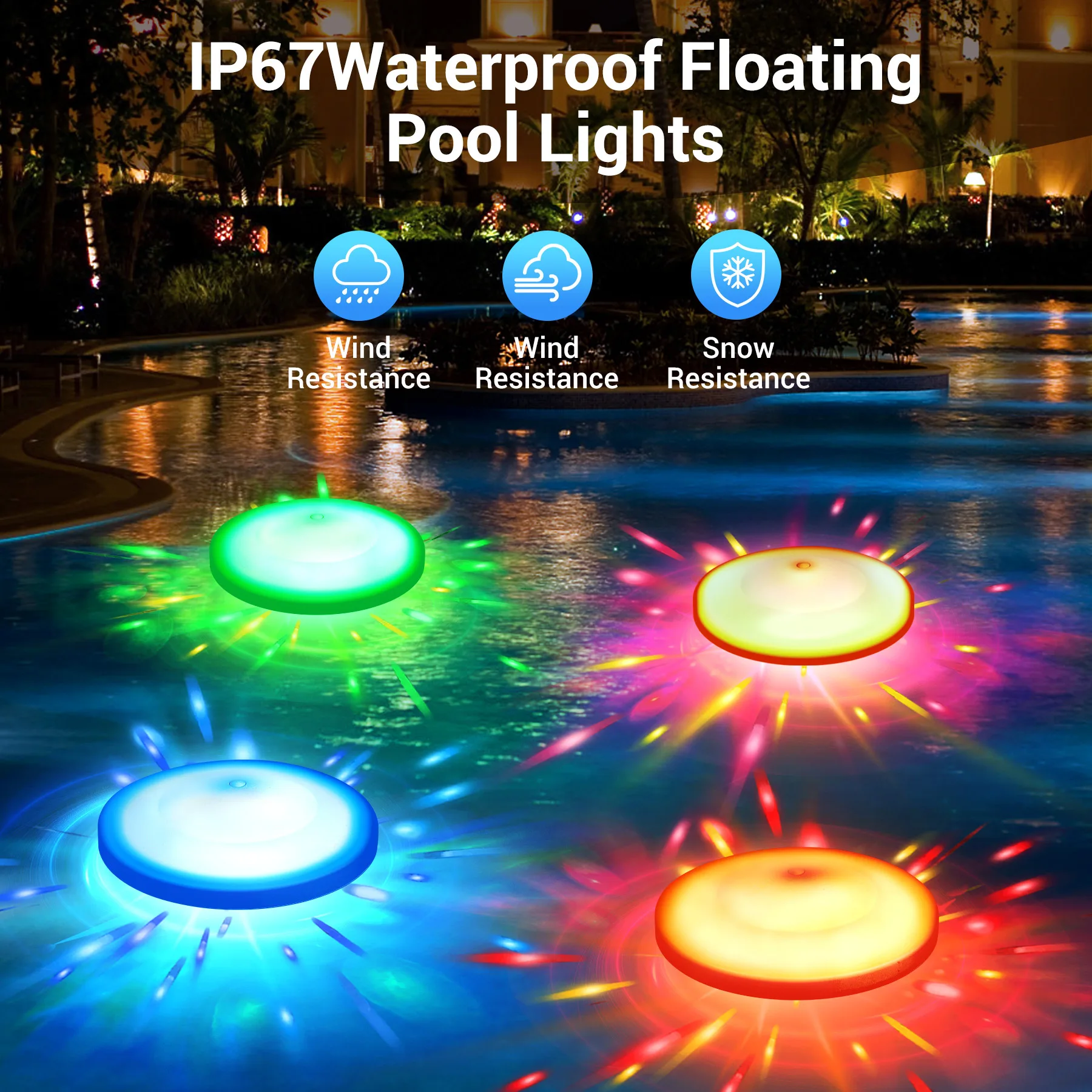 Intelligent creative water float light RGB colorful pool light IP67 waterproof pool atmosphere night light
Intelligent creative water float light RGB colorful pool light IP67 waterproof pool atmosphere night light