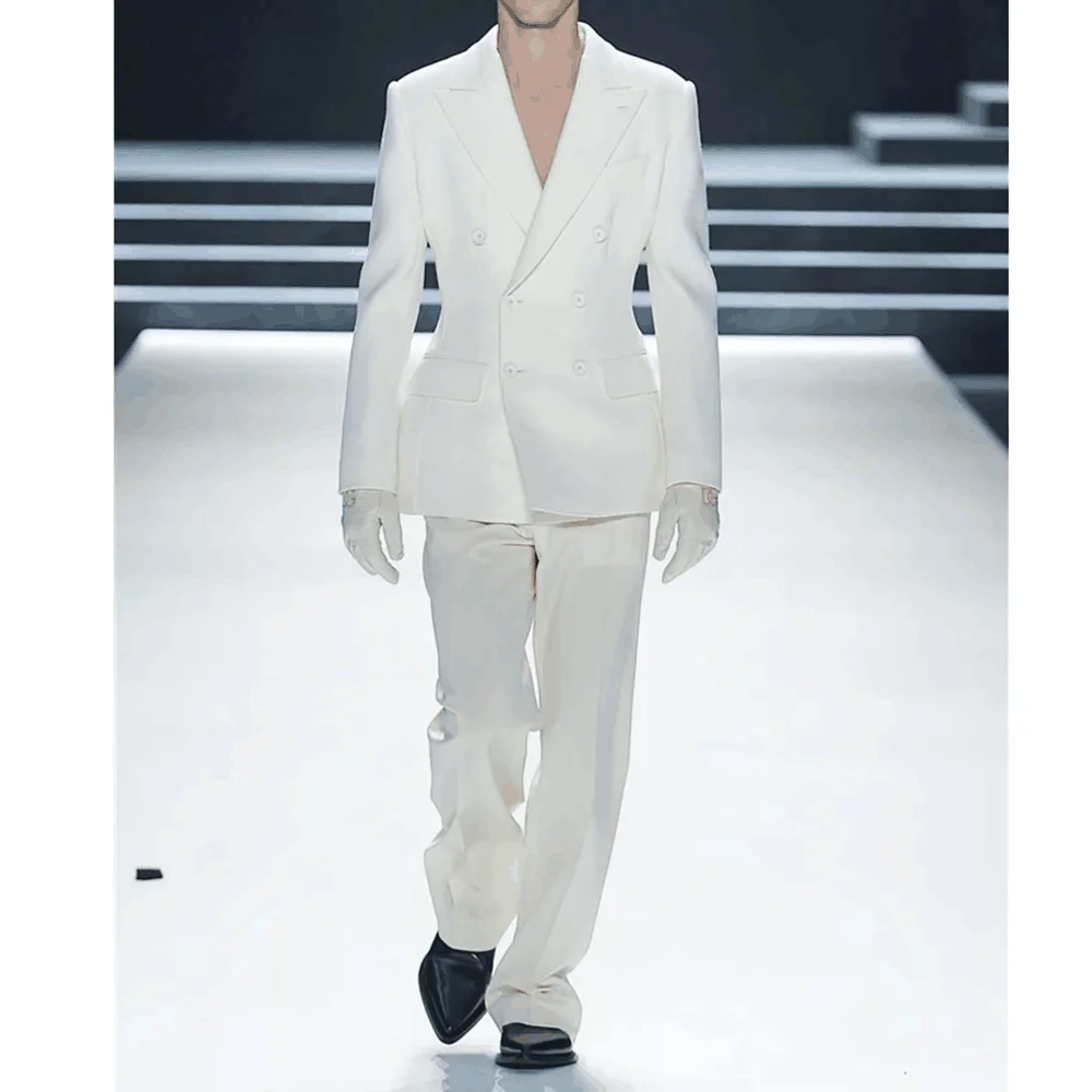 High-end White Slim Suits for Men Fashion Peak Lapel Double Breasted Male Set Smart Casual Wedding 2 Pieces Costume Homme
High-end White Slim Suits for Men Fashion Peak Lapel Double Breasted Male Set Smart Casual Wedding 2 Pieces Costume Homme