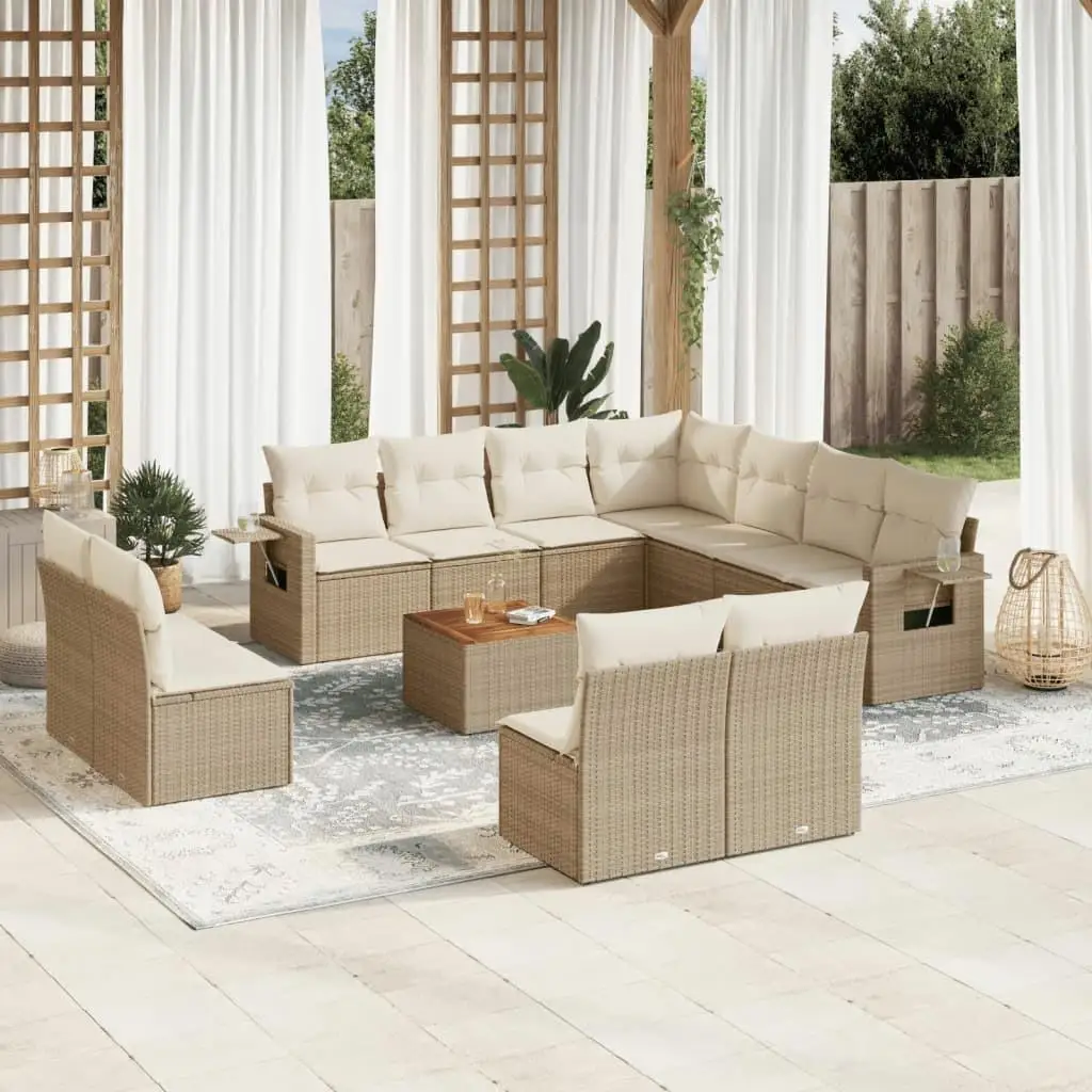 Beige Garden Sofa Set Large PE Rattan Outdoor Furniture Adjustable Feet Comfortable Seating 
Beige Garden Sofa Set Large PE Rattan Outdoor Furniture Adjustable Feet Comfortable Seating